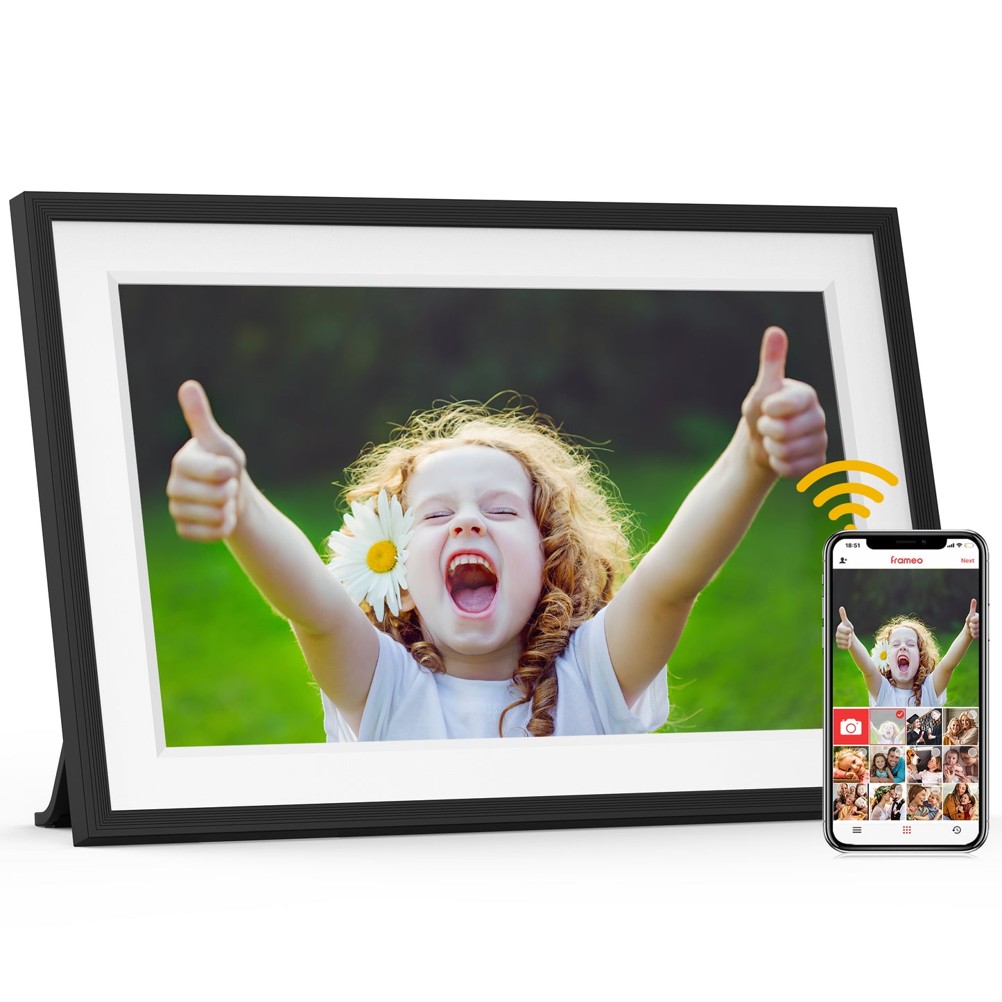 Frameo 10.1 inch WiFi Digital Photo Frame -1280*800 HD Digital Picture Frame IPS Touch Screen, Electronic Photo Frame 32GB Memory, Auto-Rotate, Slideshow, Wall-Mounted, Share Photos Videos Instantly