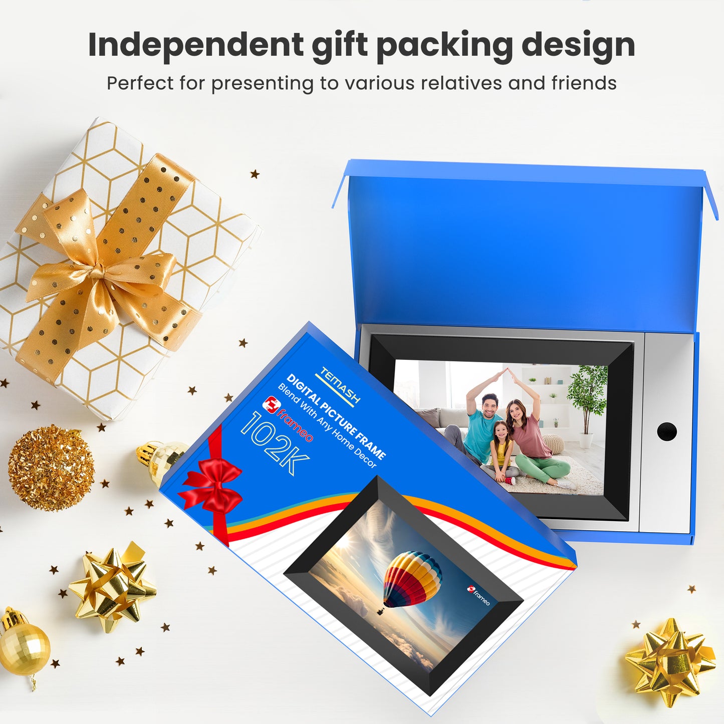 Frameo WiFi Digital Picture Frames 4 Pack, TEMASH 10.1" Digital Photo Frame 32G Memory with 1280*800 IPS Touchscreen, Wall Mount Auto Rotate Electronic Picture Frame, Gift for A Loved One!