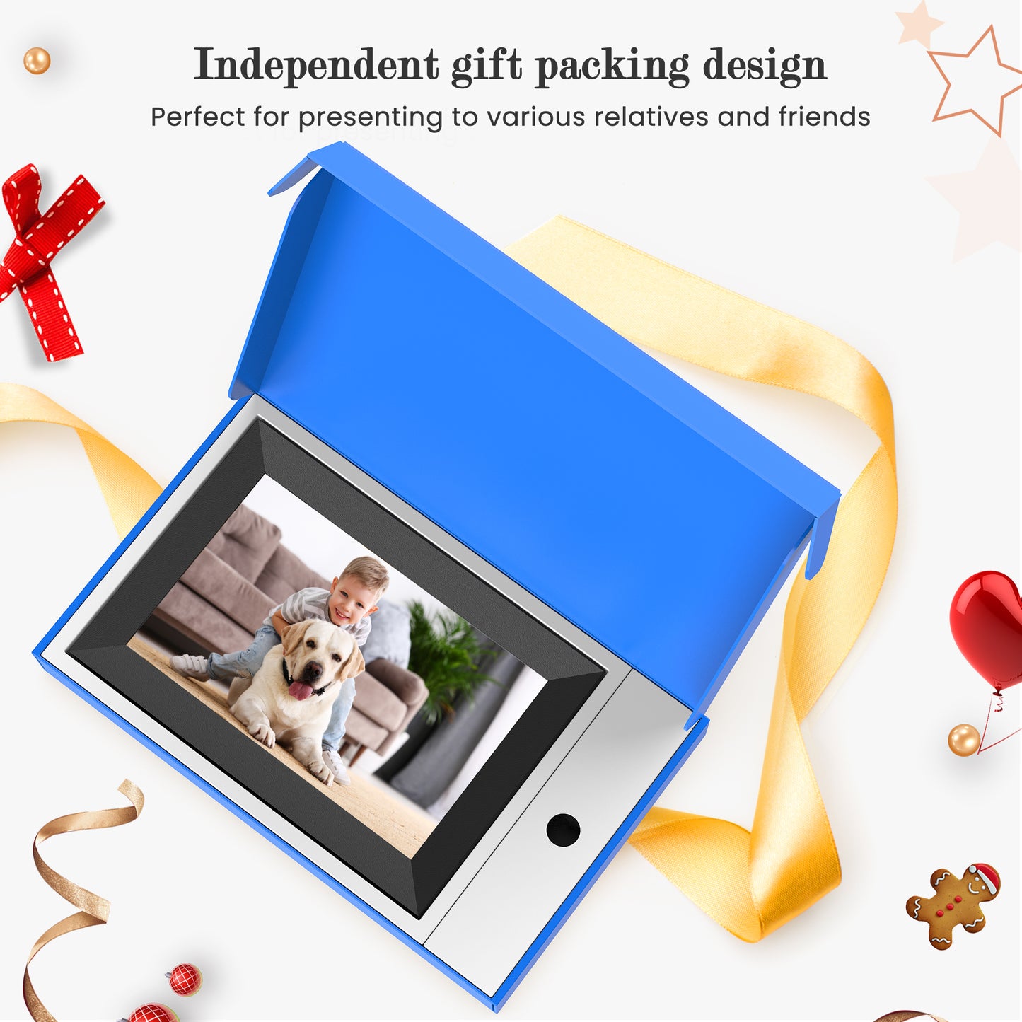 RICILAR Frameo WiFi Digital Picture Frame, 10.1-inch Electronic Photo Frame with IPS Touch Screen, 32GB Storage, Auto-Rotate, Wall Mountable, Ideal Gift Selection!