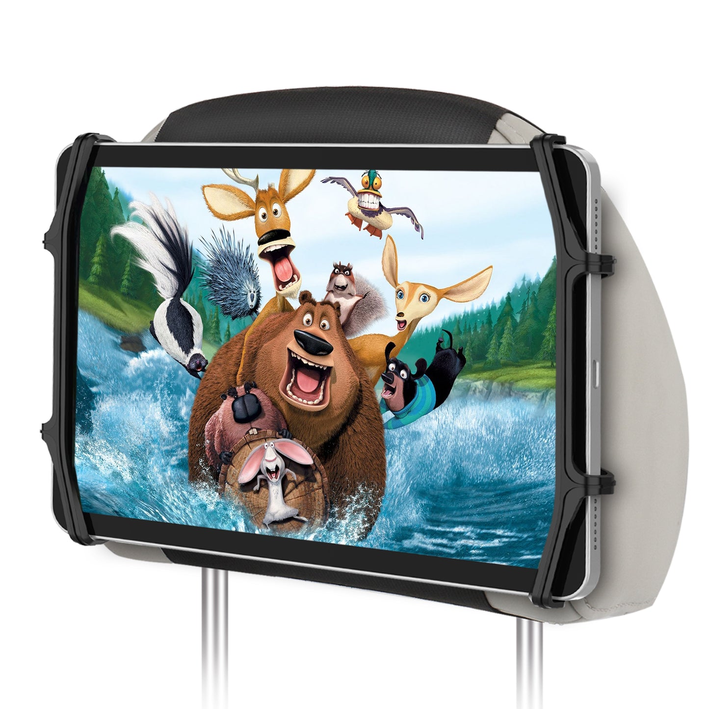 NUSICAN Car Headrest Mount Holder, Universal Back Seat Headrest Tablet Holder, Silicone Holder for Kids Tablet Stand, Anti Slip & Angle-Adjustable Holder Fits for 7-12.9'' Tablets iPad Pro Air