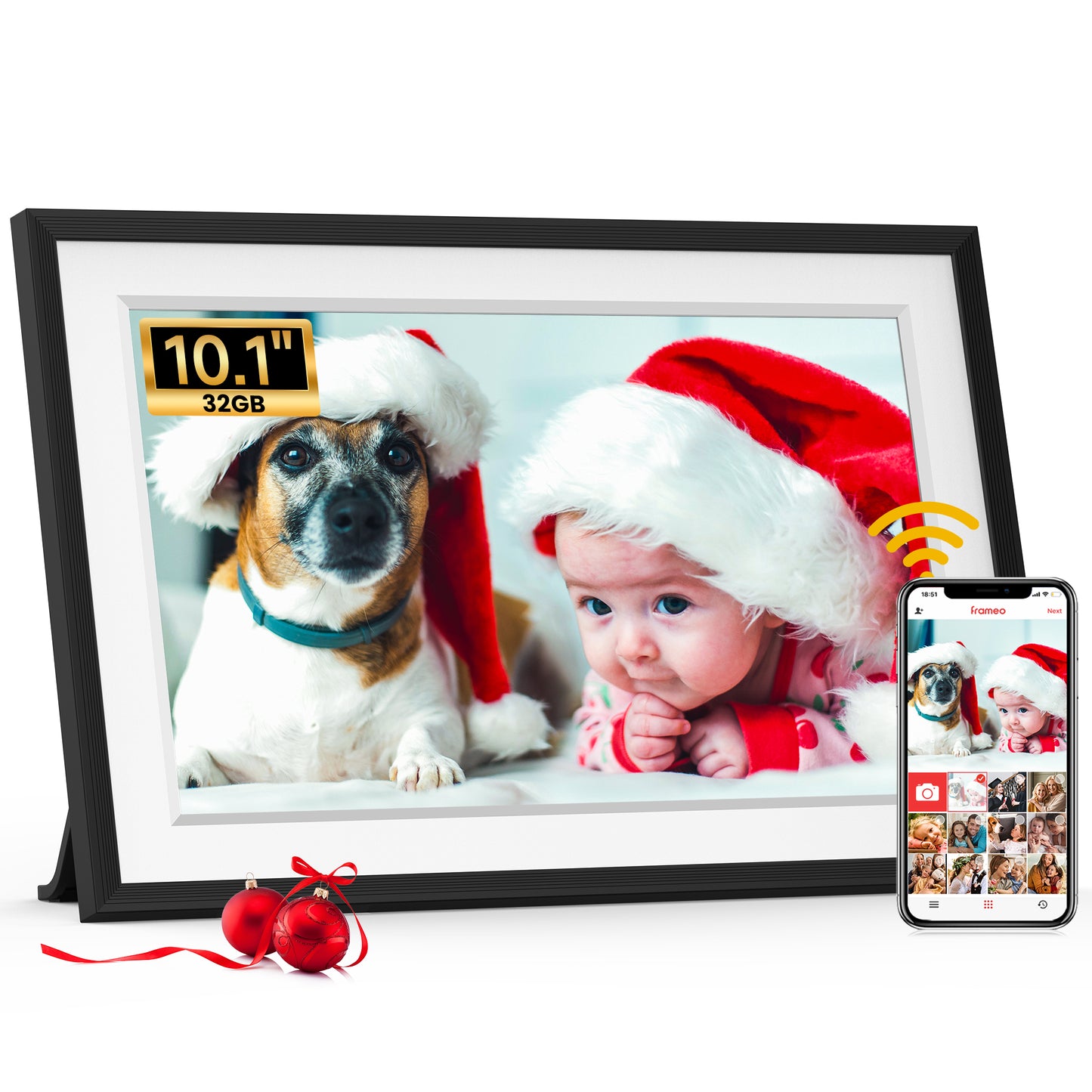 Frameo 10.1 inch WiFi Digital Photo Frame -1280*800 HD Digital Picture Frame IPS Touch Screen, Electronic Photo Frame 32GB Memory, Auto-Rotate, Slideshow, Wall-Mounted, Share Photos Videos Instantly