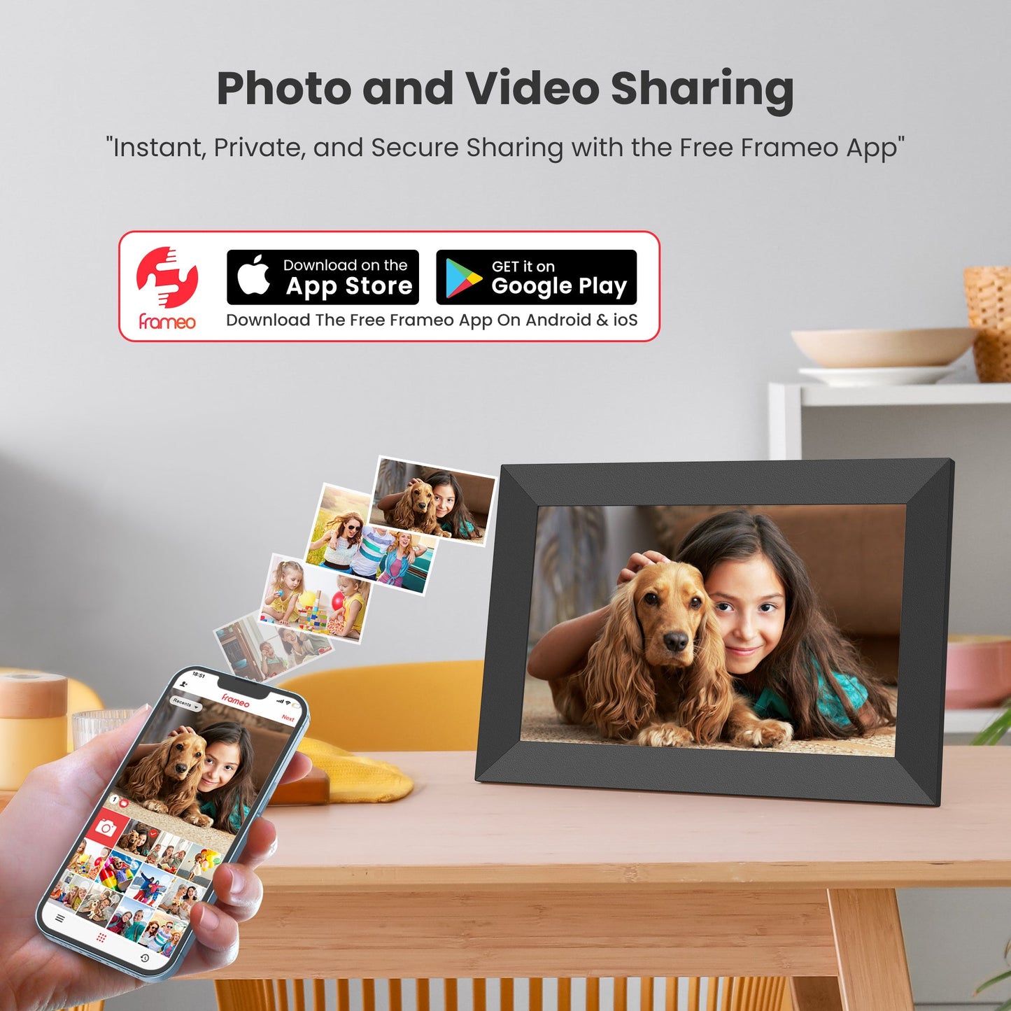 Frameo WiFi Digital Picture Frames 2 Pack, B-506B-T 10.1" Digital Photo Frame 32G Memory with 1280*800 IPS Touchscreen, Wall Mount Auto Rotate Electronic Picture Frame, Gift for A Loved One!