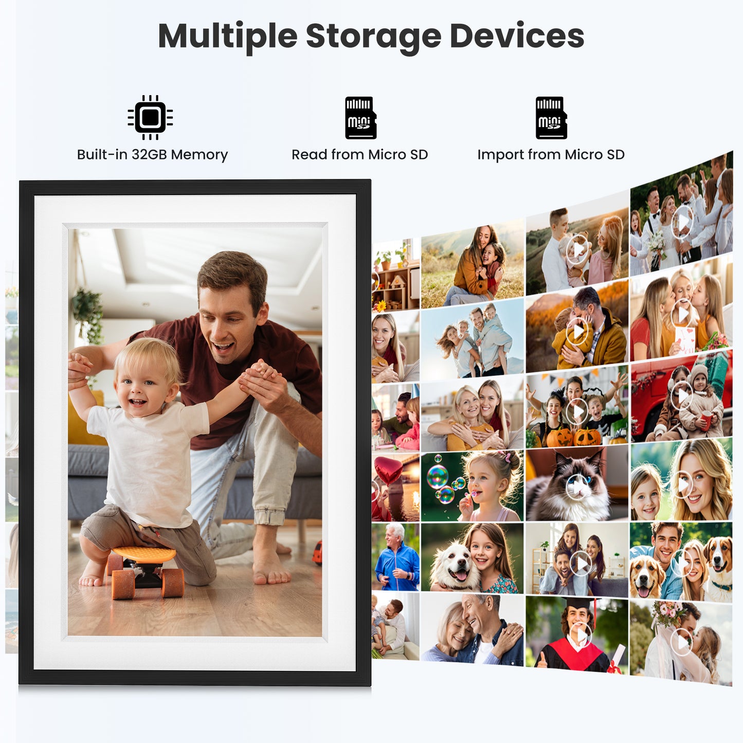 GIROOL WiFi Digital Photo Frame, 10.1" Electronic Photo Frame with IPS Touch Screen, Built-in 32GB Memory, Share Instant Photo from Anywhere,Auto Rotate, Best Gift Choice! Black and White.