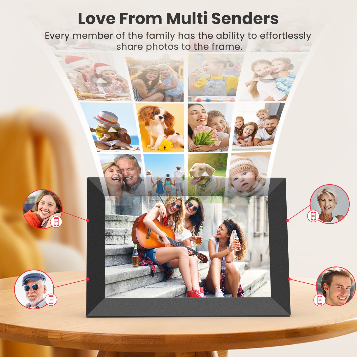 Frameo WiFi Digital Picture Frames 4 Pack, TEMASH 10.1" Digital Photo Frame 32G Memory with 1280*800 IPS Touchscreen, Wall Mount Auto Rotate Electronic Picture Frame, Gift for A Loved One!