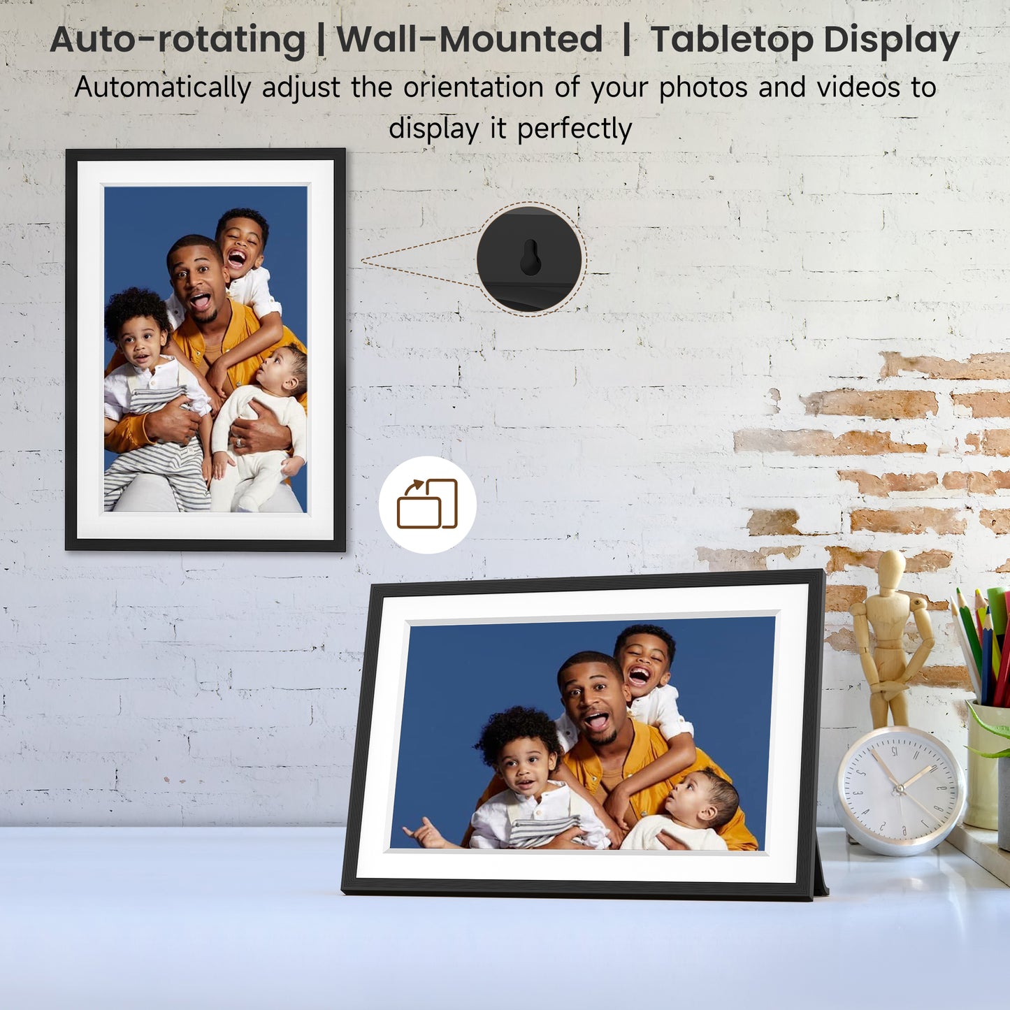 Frameo 10.1 inch WiFi Digital Photo Frame -1280*800 HD Digital Picture Frame IPS Touch Screen, Electronic Photo Frame 32GB Memory, Auto-Rotate, Slideshow, Wall-Mounted, Share Photos Videos Instantly