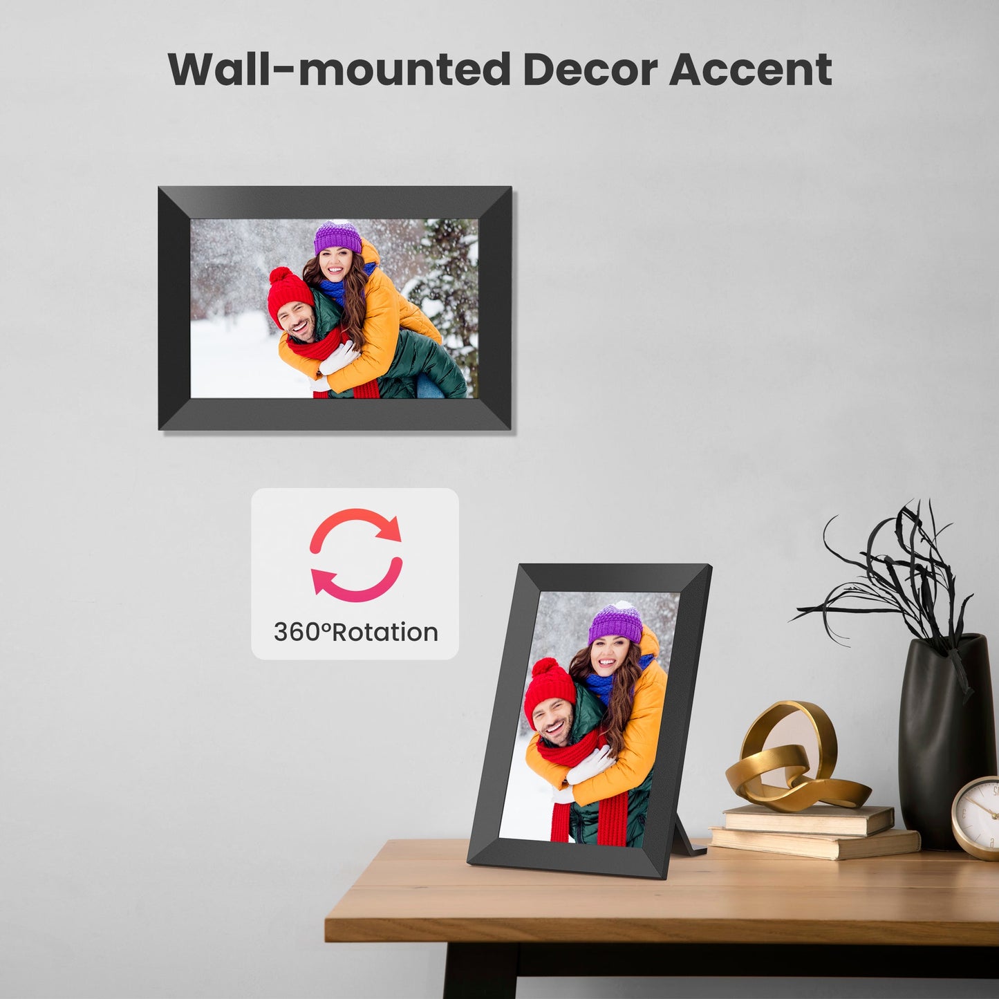 Frameo WiFi Digital Picture Frames 2 Pack, B-506B-T 10.1" Digital Photo Frame 32G Memory with 1280*800 IPS Touchscreen, Wall Mount Auto Rotate Electronic Picture Frame, Gift for A Loved One!