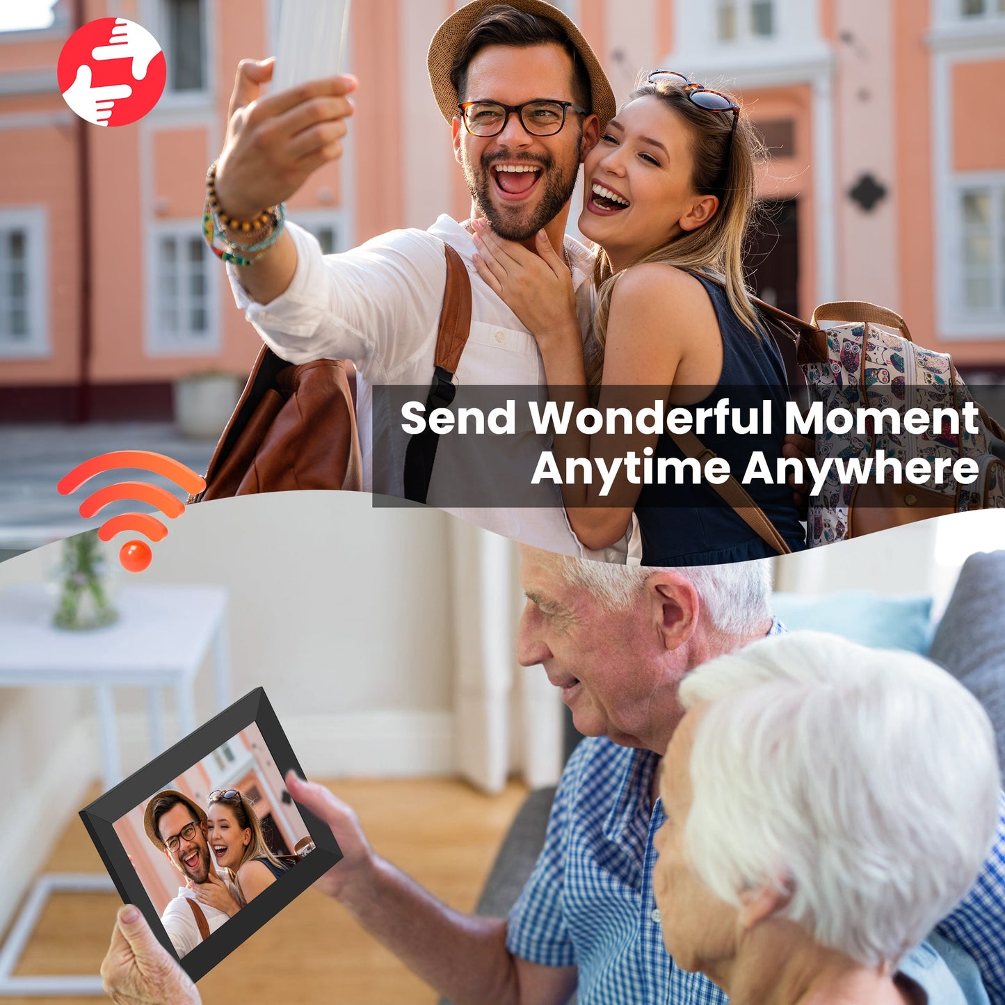 Frameo WiFi Digital Picture Frames 2 Pack, B-506B-T 10.1" Digital Photo Frame 32G Memory with 1280*800 IPS Touchscreen, Wall Mount Auto Rotate Electronic Picture Frame, Gift for A Loved One!