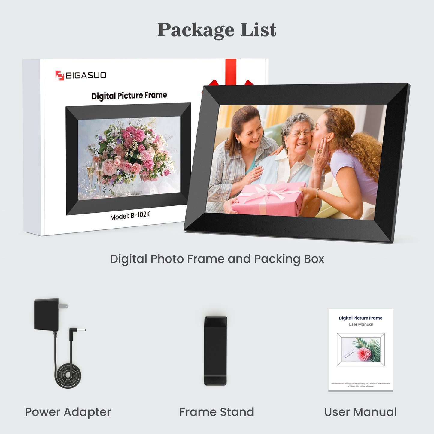 Frameo WiFi Digital Picture Frame,10.1" electronic photo frame with IPS Touch Screen,16GB Storage Smart Cloud Photo Frame, Auto-Rotate,Send Photos and Videos from via Frameo App,Best Gift Choice!