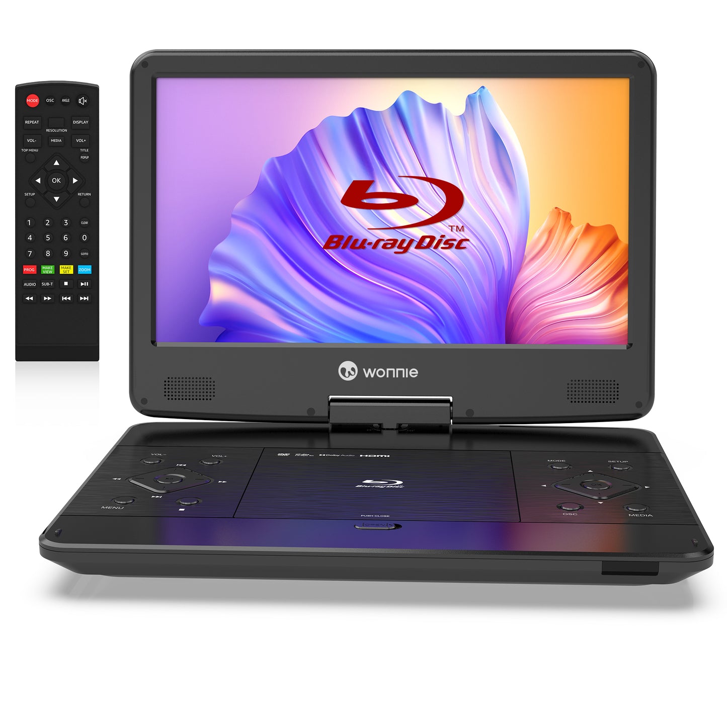 WONNIE Portable Blu Ray DVD Player, 16.9 inch DVD Player with 14.1" 1080p HD Screen, Blu Ray Players built in 5000mAh Battery, Supports HDMI Output, Dolby Audio, Last Memory, USB/SD Card, AV in