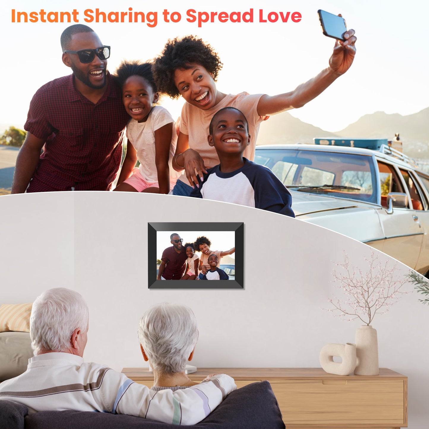 GIROOL WiFi Digital Picture Frame, 10.1"Electric Smart Touch Screen Photo Frame, 32GB Storage IPS Cloud Frame, Auto-Rotate or Wall Mount, Send Photos and Videos via free App, Best Gift Choice