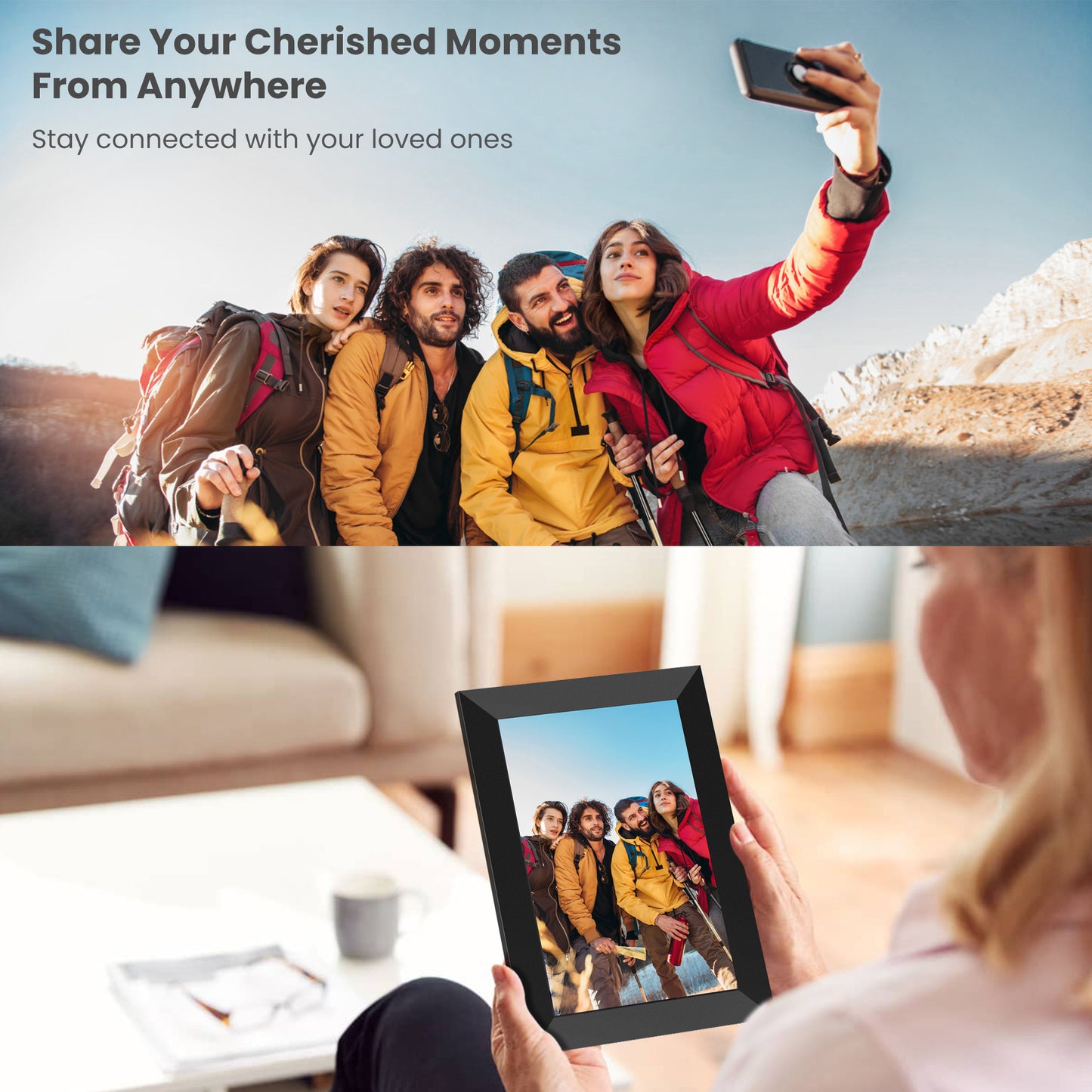 NUSICAN 10.1" WiFi Digital Picture Frame 2 Pack, IPS HD Smart Touch Screen Cloud Electric Photo Frame with 32GB Storage, SlideShow, Auto-Rotate, Share Photos & Videos instantly, Best Gift choices!