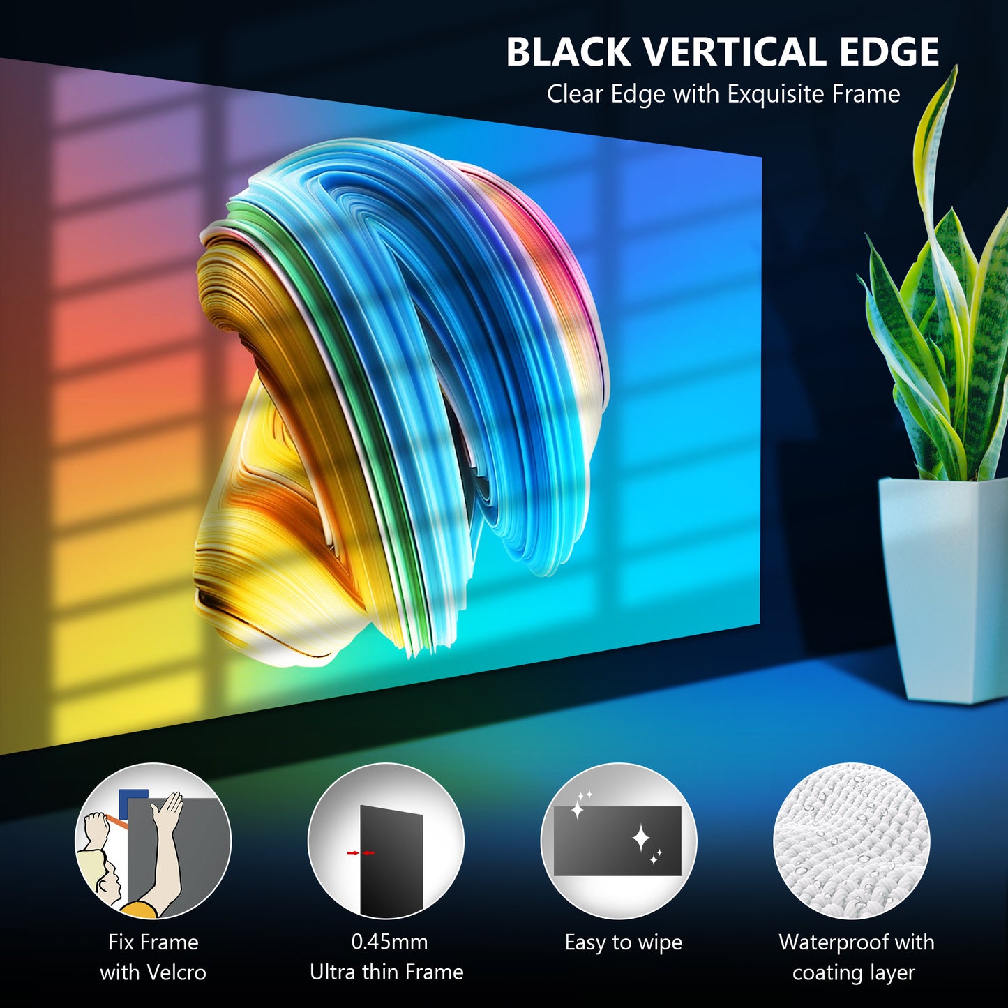 FANGOR Projector Screen, 100" Edge Free Ambient Light Rejecting(ALR) Screen for Projectors, 16:9 4K UHD Anti-Crease Indoor Screen ,1.5Gain, 178° Viewing Angle, Perfect for Home , Office and Classroom