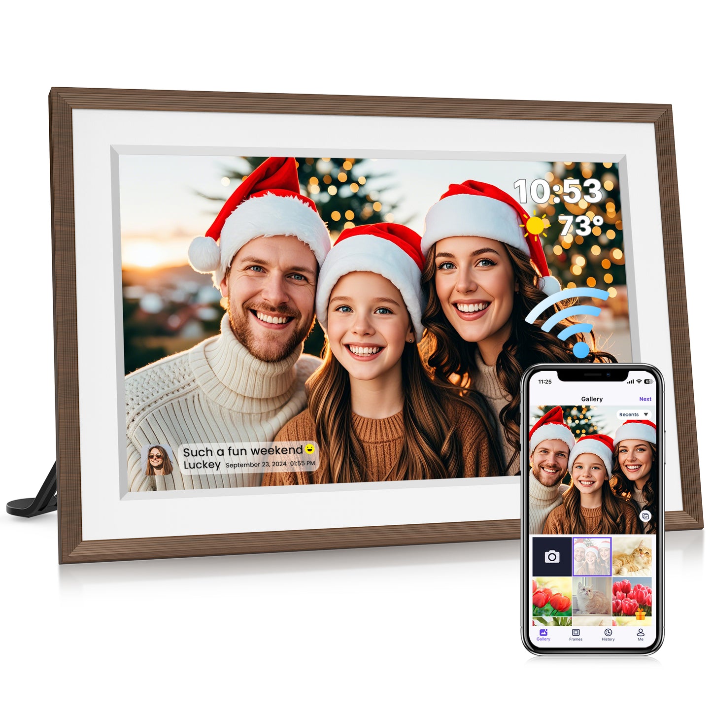 NUSICAN 10.1" Digital Picture Frame - Smart Cloud Electric Best Digital Frame for Gifting -Send Instant Photos Videos from Phone Anywhere | Quick & Easy Setup Over WiFi - Free "Uhale" App
