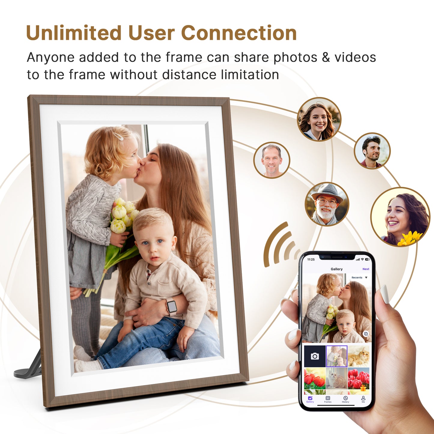 NUSICAN 10.1" Digital Picture Frame - Smart Cloud Electric Best Digital Frame for Gifting -Send Instant Photos Videos from Phone Anywhere | Quick & Easy Setup Over WiFi - Free "Uhale" App