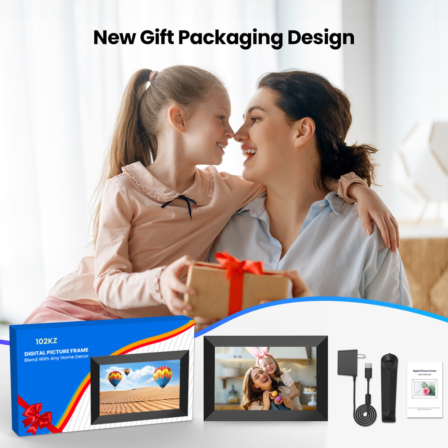 Ricilar 10.1 inch WiFi Digital Photo Frames 2 Pack, Digital Picture Frame with Send Wishes, Built in 32GB Storage, 1280*800 IPS Cloud Display, Auto-Rotate, Wall Mountable, Sincere Gift for Family!