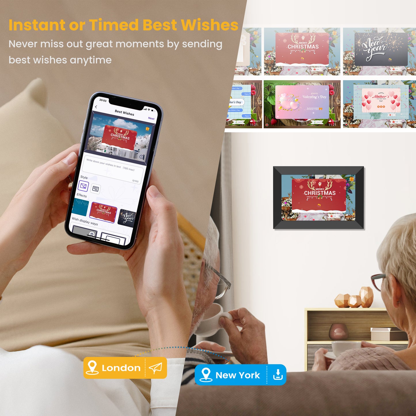 GIROOL WiFi Digital Picture Frame, 10.1"Electric Smart Touch Screen Photo Frame, 32GB Storage IPS Cloud Frame, Auto-Rotate or Wall Mount, Send Photos and Videos via free App, Best Gift Choice