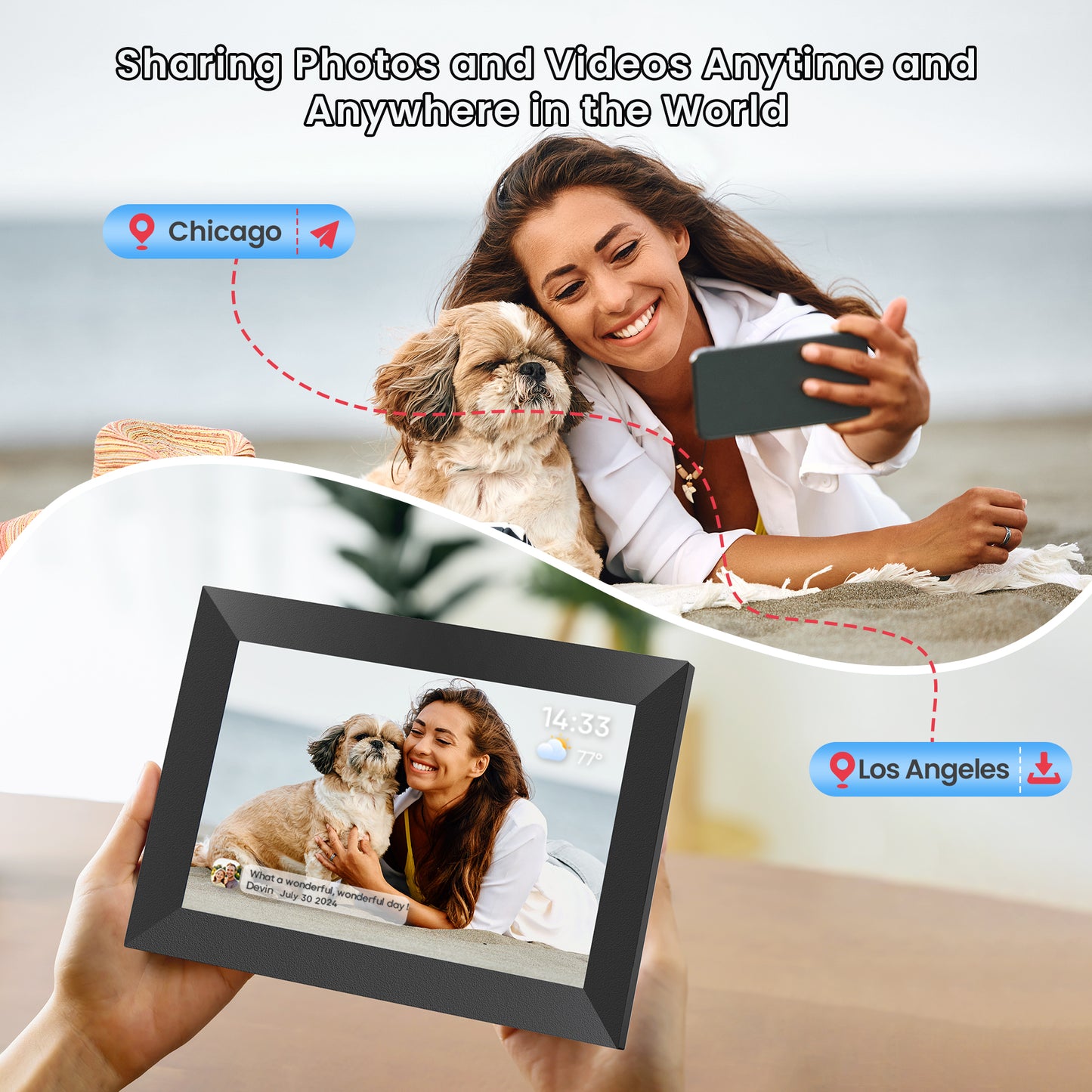 RICILAR Frameo WiFi Digital Picture Frames 2 Pack, 10.1-inch Electronic Photo Frames with IPS Touch Screen, 32GB Storage, Auto-Rotate, Wall Mountable, Ideal Gift Selection!