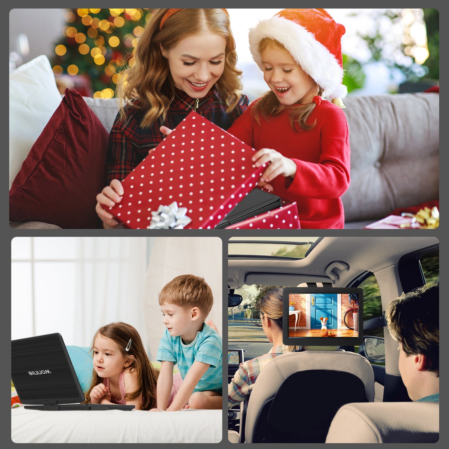 WONNIE Portable Blu Ray DVD Player, 16.9 inch DVD Player with 14.1" 1080p HD Screen, Blu Ray Players built in 5000mAh Battery, Supports HDMI Output, Dolby Audio, Last Memory, USB/SD Card, AV in