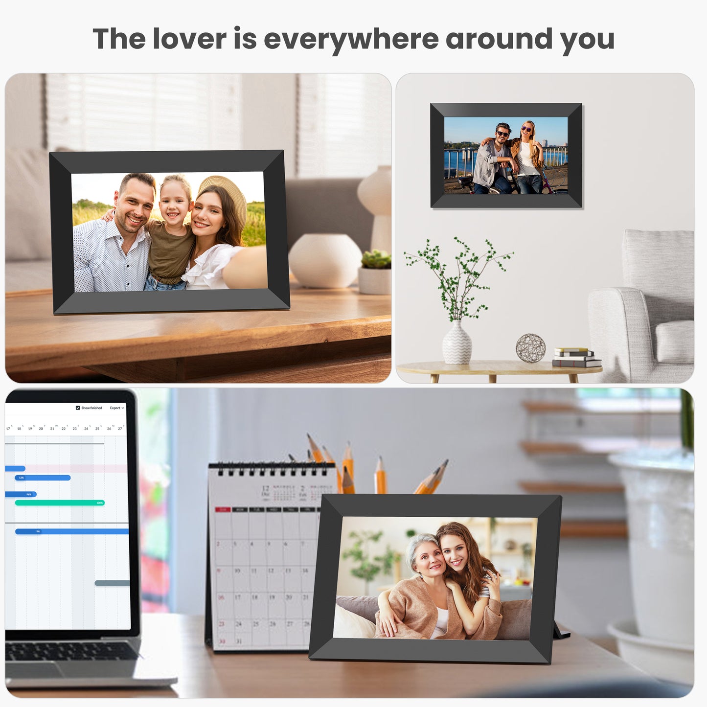 NUSICAN 10.1" WiFi Digital Picture Frame 2 Pack, IPS HD Smart Touch Screen Cloud Electric Photo Frame with 32GB Storage, SlideShow, Auto-Rotate, Share Photos & Videos instantly, Best Gift choices!