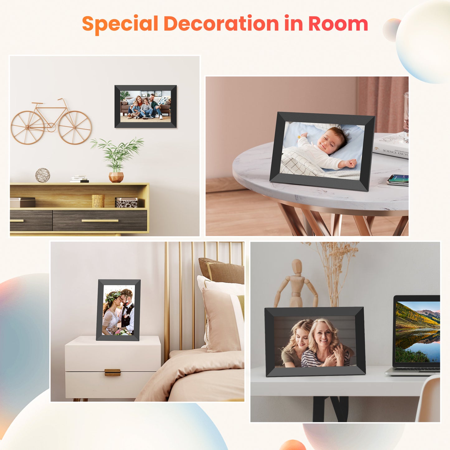GIROOL WiFi Digital Picture Frame, 10.1"Electric Smart Touch Screen Photo Frame, 32GB Storage IPS Cloud Frame, Auto-Rotate or Wall Mount, Send Photos and Videos via free App, Best Gift Choice