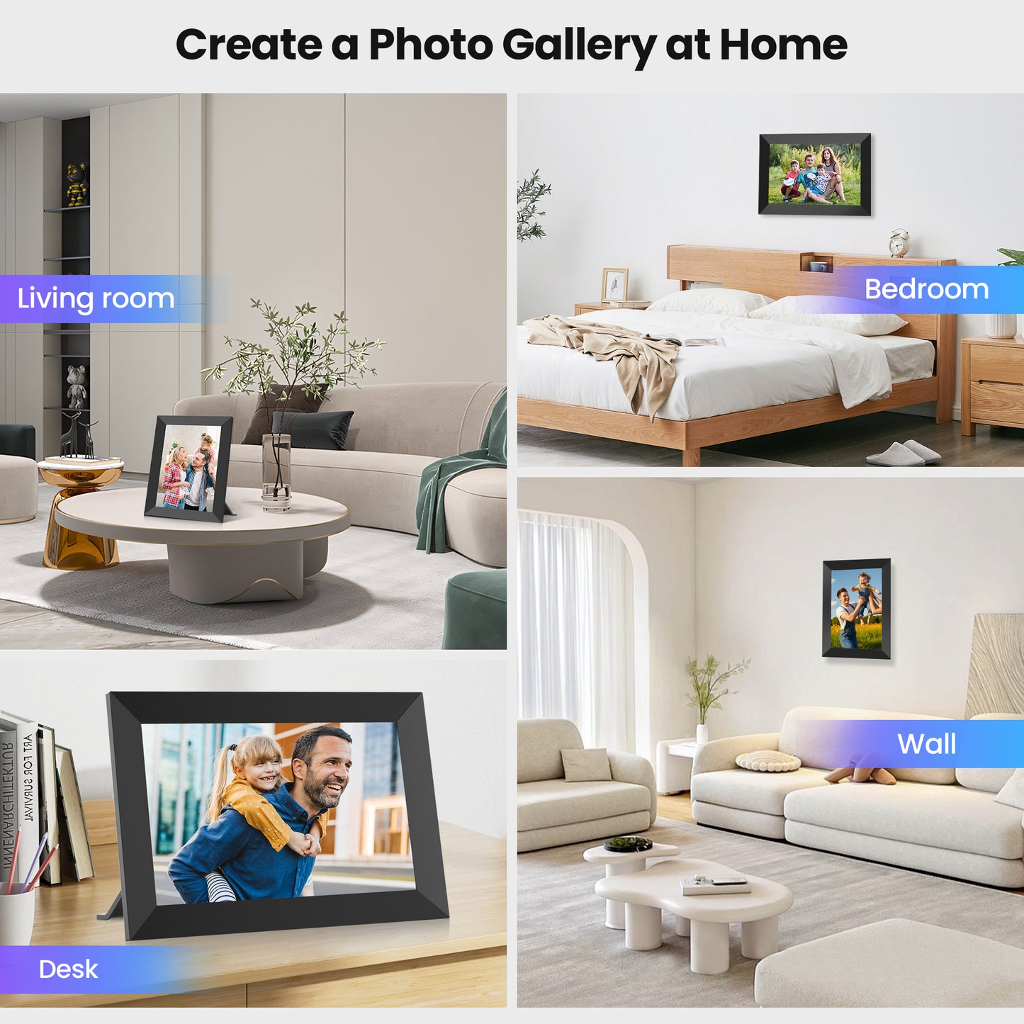 Ricilar 10.1 inch WiFi Digital Photo Frames 2 Pack, Digital Picture Frame with Send Wishes, Built in 32GB Storage, 1280*800 IPS Cloud Display, Auto-Rotate, Wall Mountable, Sincere Gift for Family!