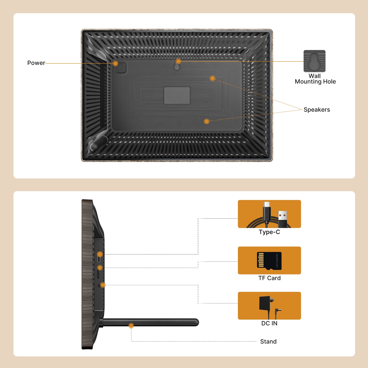 TEMASH WiFi Digital Photo Frame 32GB Storage 10.1" Electronic Picture Frame 1280*800 HD Touchscreen TF Card Slot Instanly Send Photos Wishes via free App Best Gift(Grey Wood Frame)