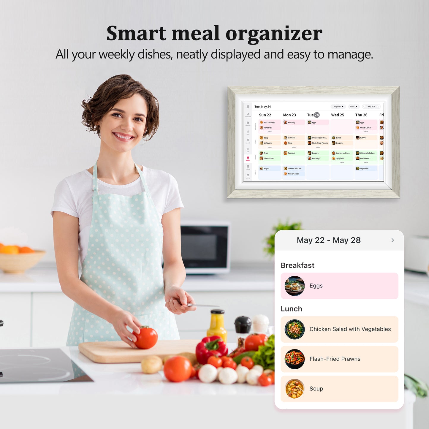 BIGASUO 15.6 inch Digital Calendar Wall Planner & Chore Chart, 1080P Interactive Display Touch Screen Smart Family Schedules, Meal Planner, To Do List, Task & Rewards, Wall & Desk Mountable