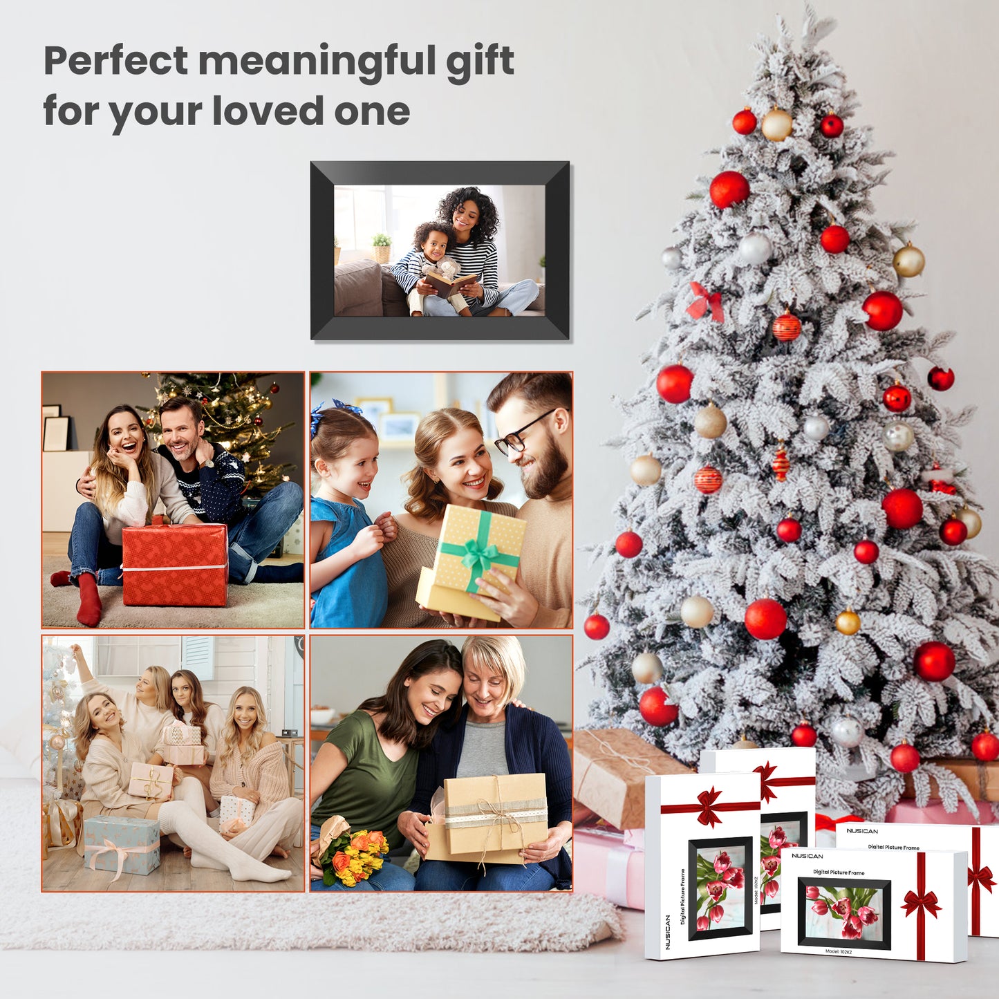 NUSICAN 10.1" WiFi Digital Picture Frame 2 Pack, IPS HD Smart Touch Screen Cloud Electric Photo Frame with 32GB Storage, SlideShow, Auto-Rotate, Share Photos & Videos instantly, Best Gift choices!