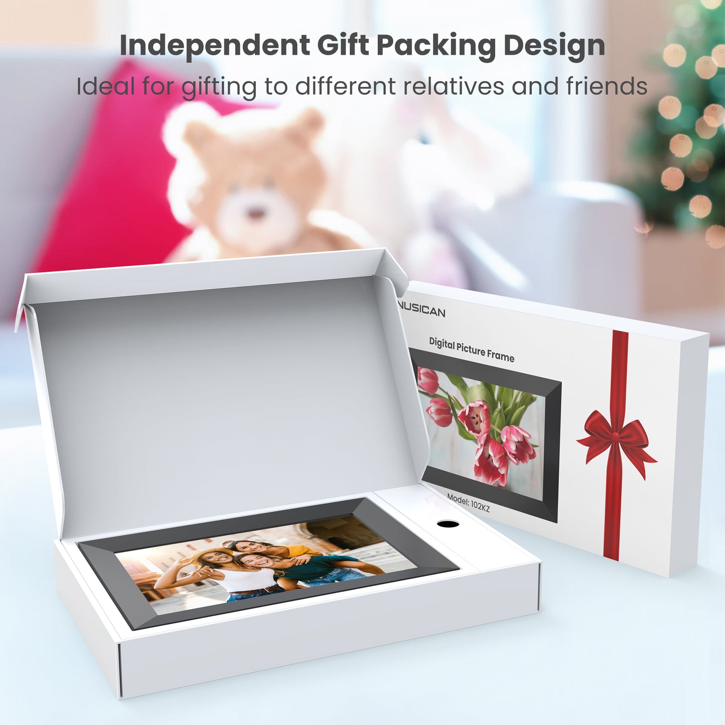 NUSICAN 10.1" WiFi Digital Picture Frame 2 Pack, IPS HD Smart Touch Screen Cloud Electric Photo Frame with 32GB Storage, SlideShow, Auto-Rotate, Share Photos & Videos instantly, Best Gift choices!