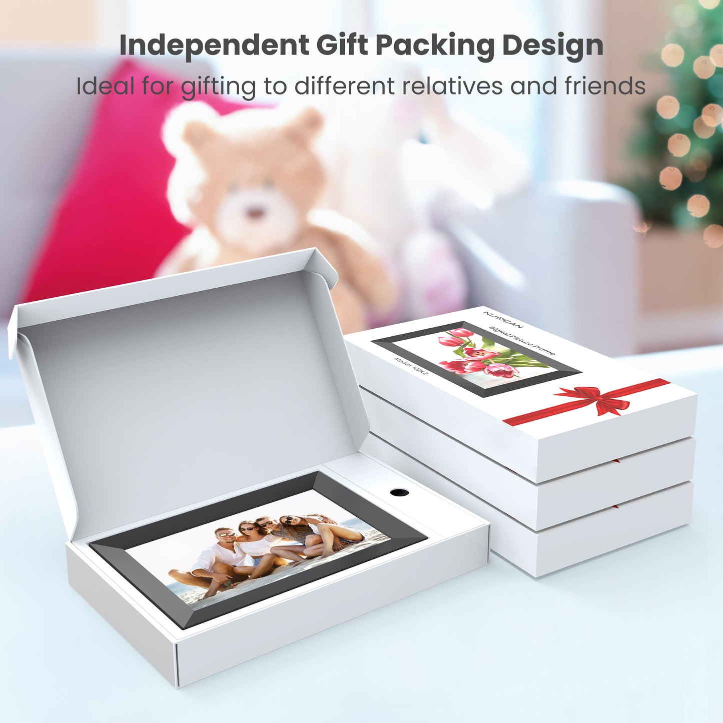 WiFi Digital Photo Frame, Nusican 10.1 Inch IPS Touch Screen Electric Smart Picture Frame 32G Storage, 4 Pack WiFi Photo Frame with Wifi Share Photo Video via Free App Anytime , Best Holiday Gifts !