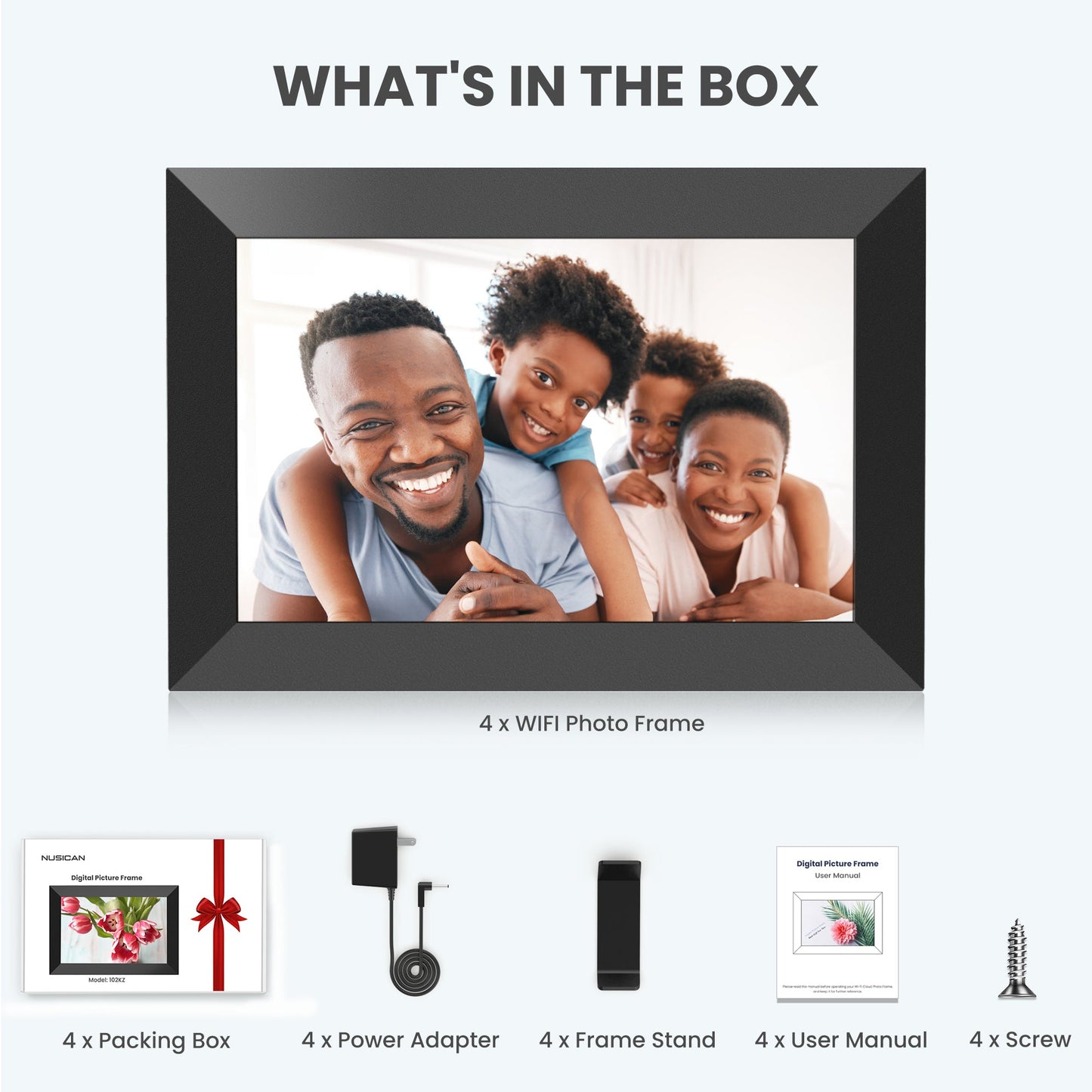 X-901 WiFi Digital Photo Frame, 10.1 Inch IPS Touch Screen Electric Smart Picture Frame