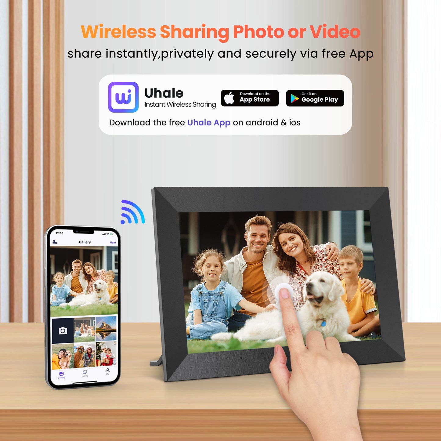 FANGOR F-506 WiFi Digital Picture Frame 10.1 Inch, 1080P IPS Touch Screen Smart Photo Frame with 16GB Memory, Auto-Rotate, Wall Mountable, Send photos & videos via free app,Best gift for family!