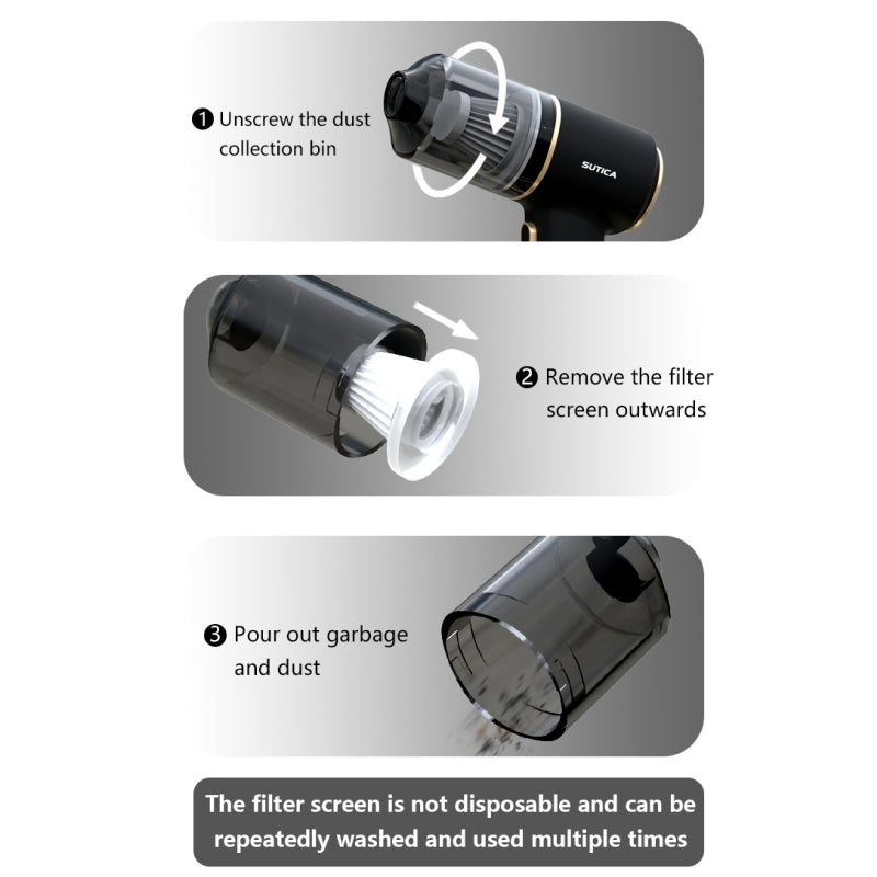 Handheld Car Vacuum Cleaner, Mini Desk Vacuum Cleaner Air Duster with Multiple Nozzles - 2 in 1 Rechargeable Cordless Handheld Vacuum Cleaner, Portable Car Vacuum for Car, Home, Office (Black)