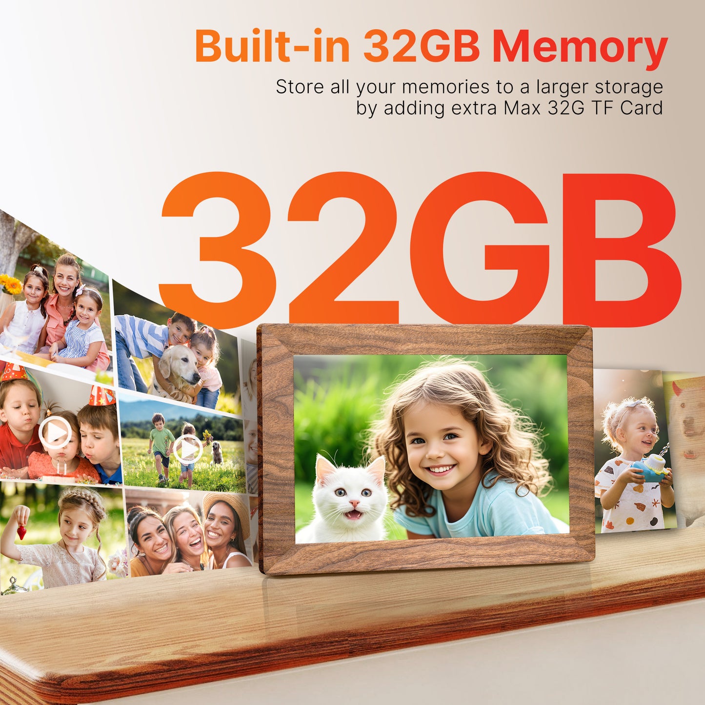 NUSICAN WiFi Digital Picture Frame 10.1" 32GB, Electronic Photo Frame with HD IPS Touch Screen, Auto Rotate, Slideshow, Wall Mountable ,Easy Setup Digital Frame to share Photos & Videos Via Free App