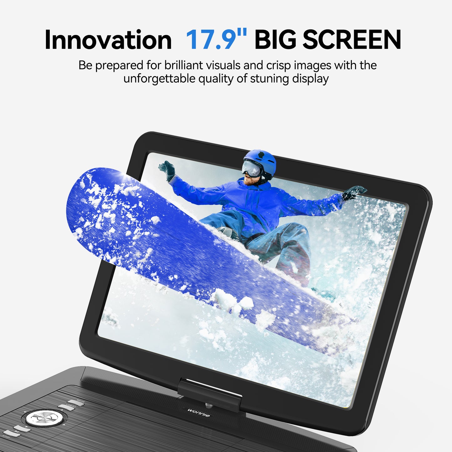 WONNIE 17.9 Portable DVD Player with 15.4" HD Swivel IPS Screen, Car DVD/CD Player for Kids, Headrest Big Video Player Built in Rechargeable Battery & Dual Speakers, Support USB/SD/ DVD/TV Sync