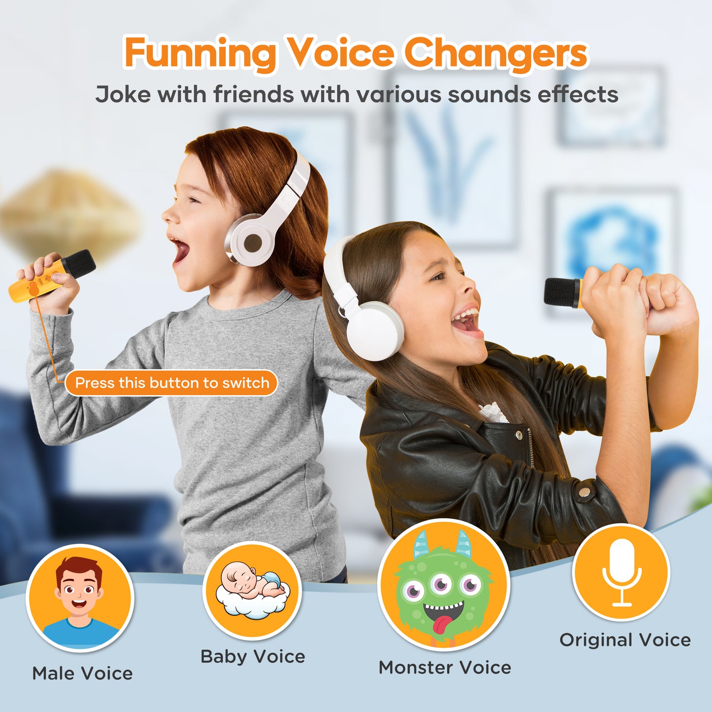 BIGASUO Kids Karaoke Machine, Portable Bluetooth Karaoke Speaker with 2 Wirless Microphones and Colorful Light,Mini Singing Machine Support TF card ,USB,AUX IN,with Shoulder Strap,Best Gift for Kids