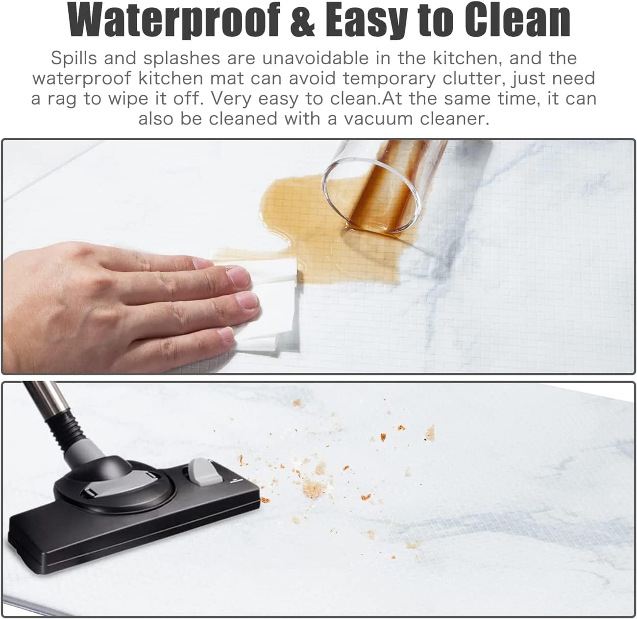 TEMASH Thick Anti Fatigue Kitchen Mat Comfort Non-Slip Kitchen Rug for Standing 2 Pcs Waterproof Floor Rugs Waterproof Kitchen Mat for Office, Home, Desk , Rug size:17"×30"+17"×47"