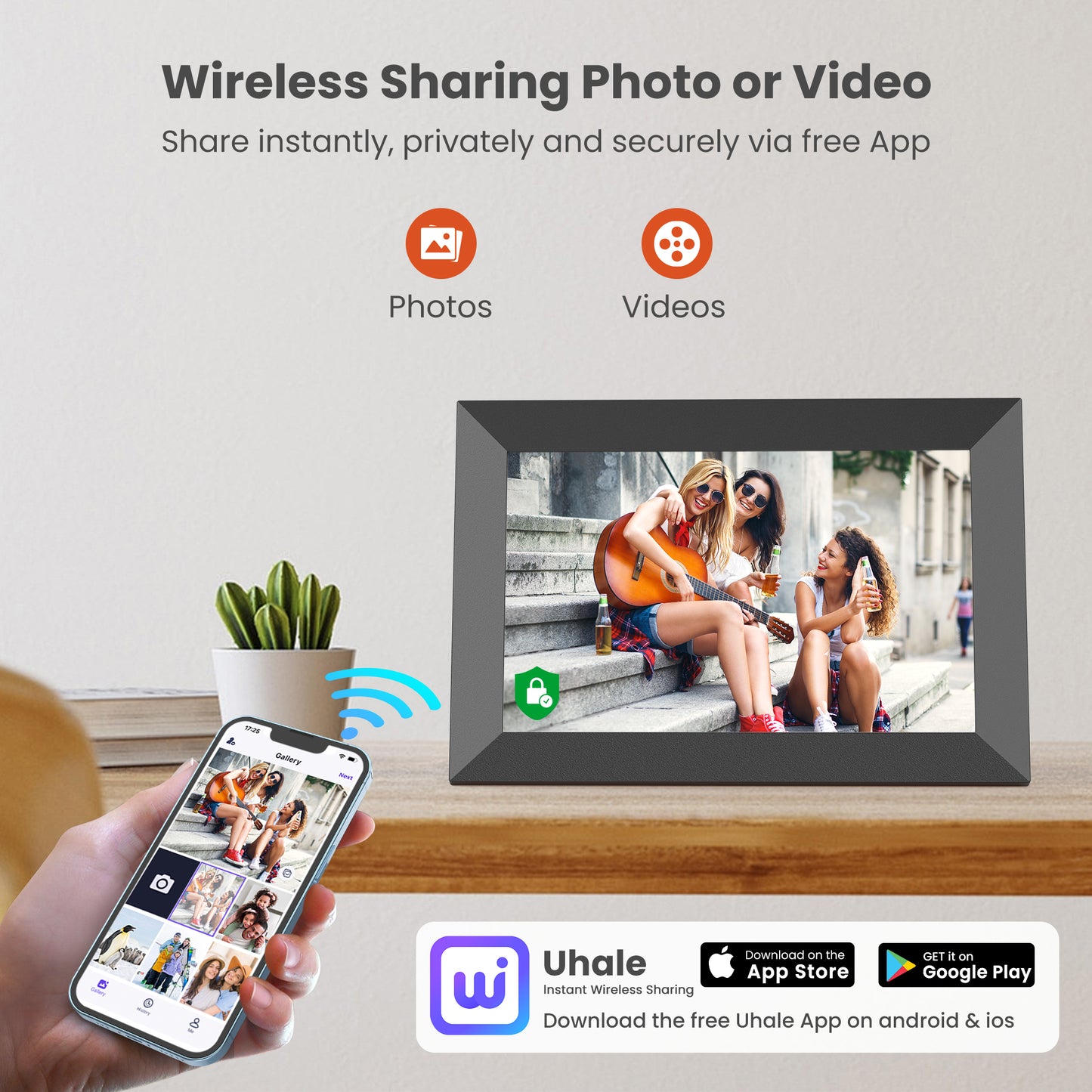 NUSICAN 10.1" WiFi Digital Picture Frame 2 Pack, IPS HD Smart Touch Screen Cloud Electric Photo Frame with 32GB Storage, SlideShow, Auto-Rotate, Share Photos & Videos instantly, Best Gift choices!