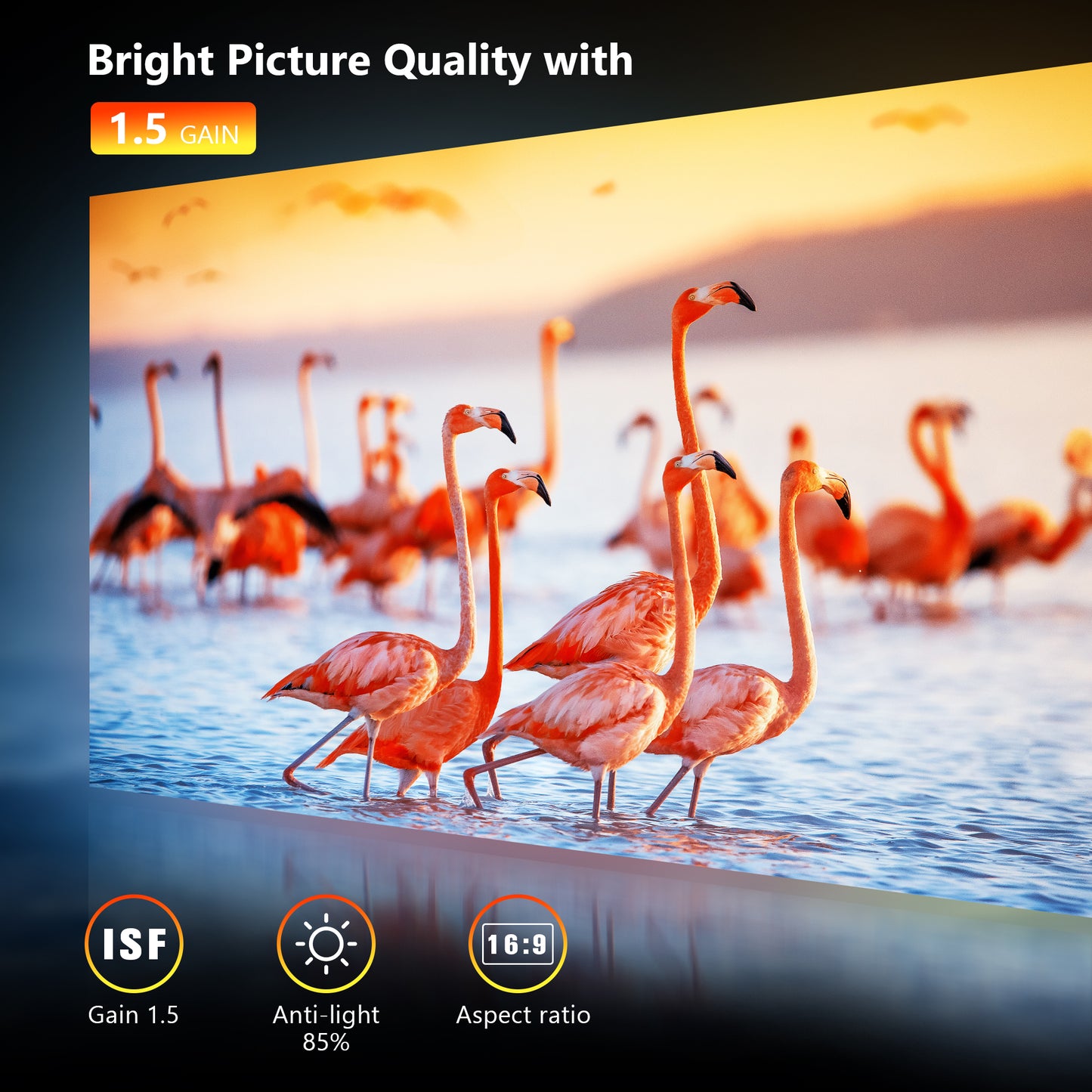 FANGOR Projector Screen, 100" Edge Free Ambient Light Rejecting(ALR) Screen for Projectors, 16:9 4K UHD Anti-Crease Indoor Screen ,1.5Gain, 178° Viewing Angle, Perfect for Home , Office and Classroom