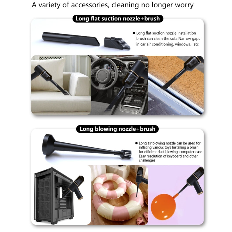 Handheld Car Vacuum Cleaner, Mini Desk Vacuum Cleaner Air Duster with Multiple Nozzles - 2 in 1 Rechargeable Cordless Handheld Vacuum Cleaner, Portable Car Vacuum for Car, Home, Office (Black)