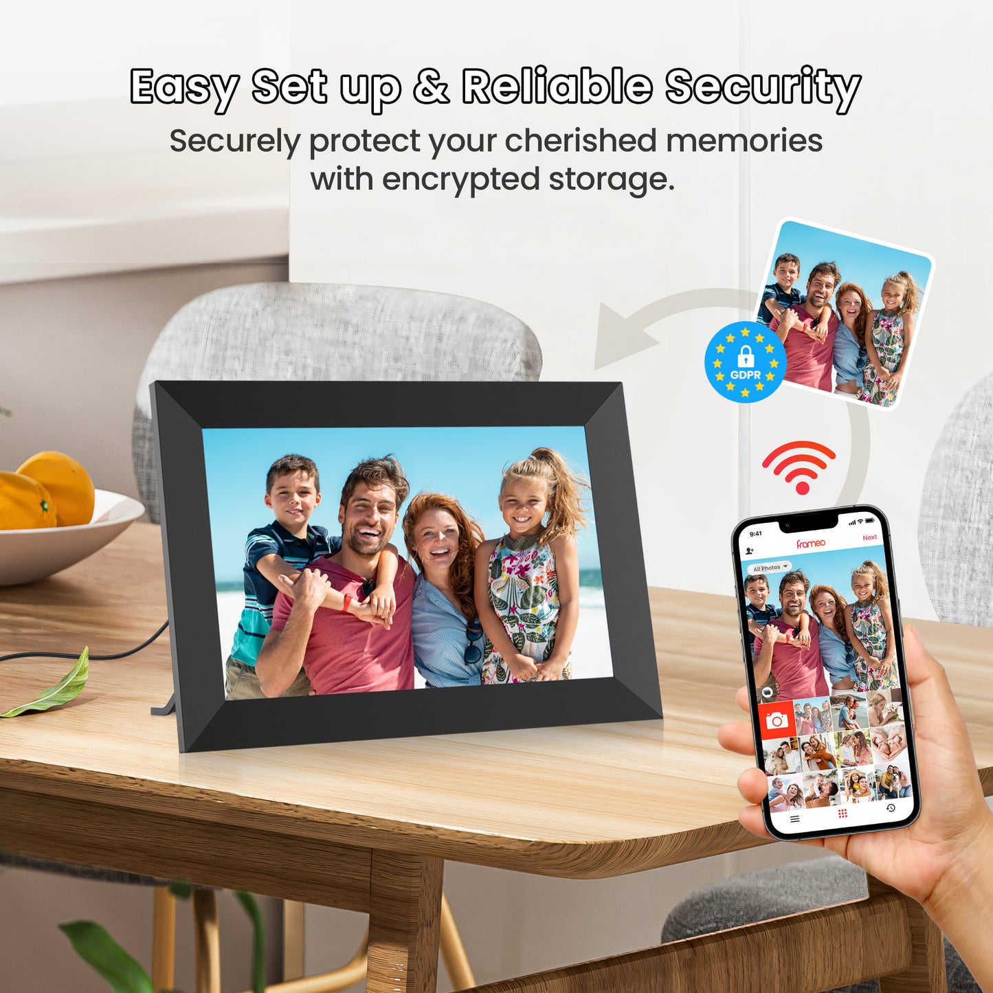 RICILAR Frameo WiFi Digital Picture Frames 2 Pack, 10.1-inch Electronic Photo Frames with IPS Touch Screen, 32GB Storage, Auto-Rotate, Wall Mountable, Ideal Gift Selection!