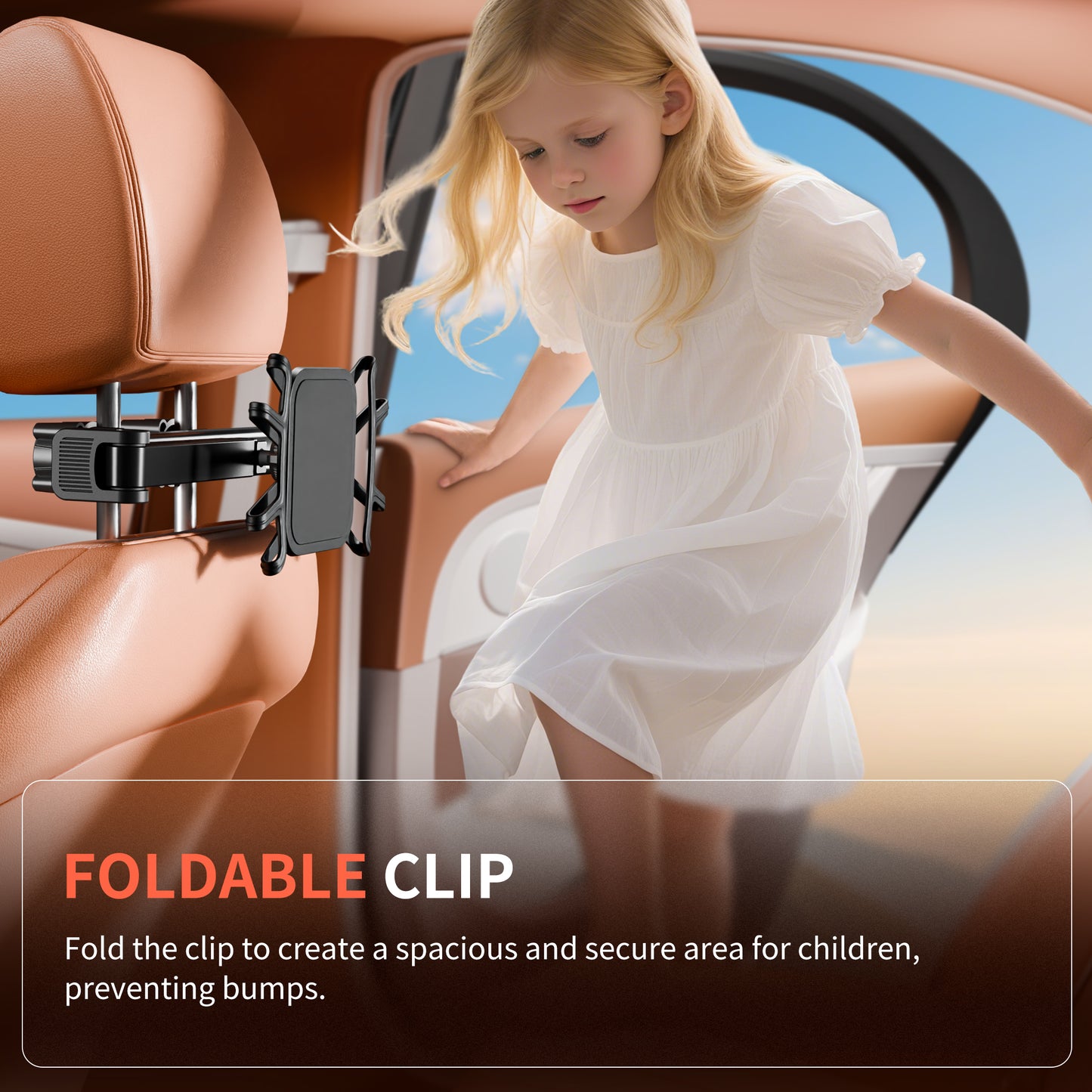 Car Headrest Tablet Holder for Kids, 360° Rotation Silicone Holder Tablet Stand, Adjustable Headrest Mount Fits for 7-13" Tablets, iPad Pro/Air/Mini
