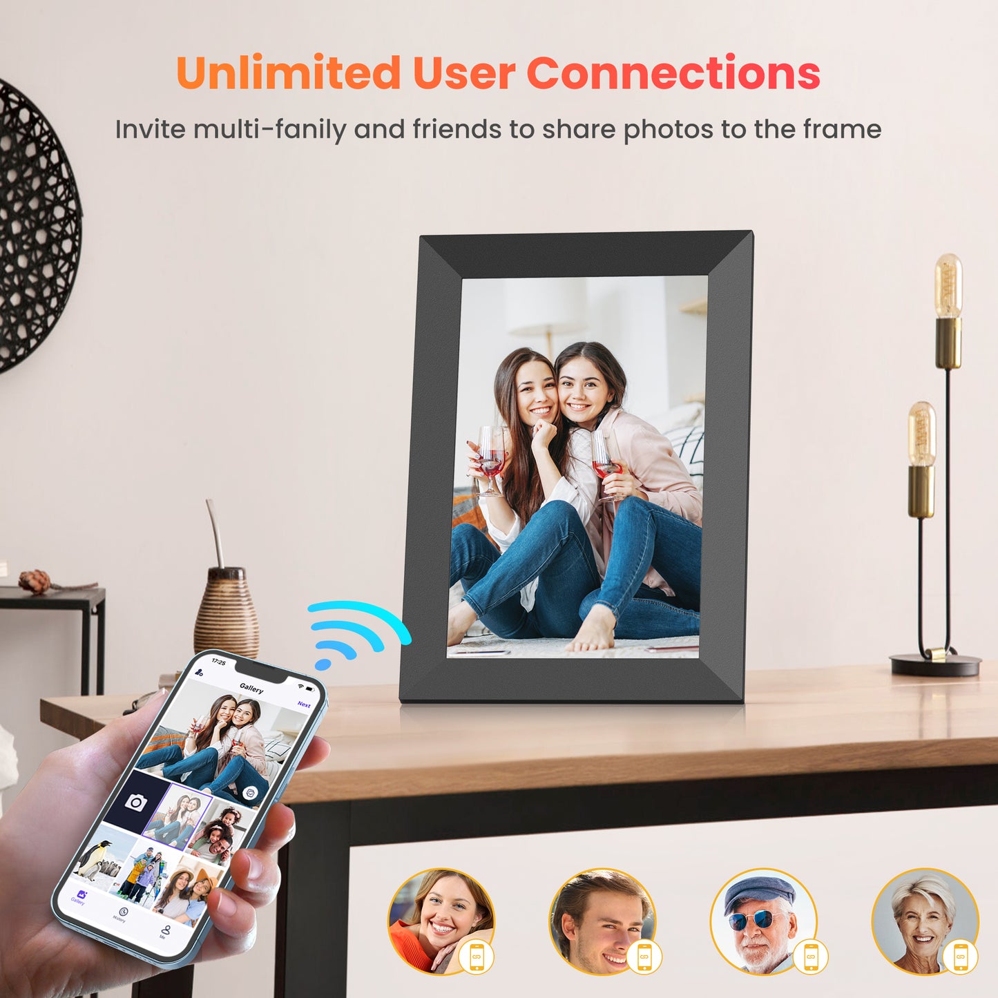GIROOL WiFi Digital Picture Frame, 10.1"Electric Smart Touch Screen Photo Frame, 32GB Storage IPS Cloud Frame, Auto-Rotate or Wall Mount, Send Photos and Videos via free App, Best Gift Choice