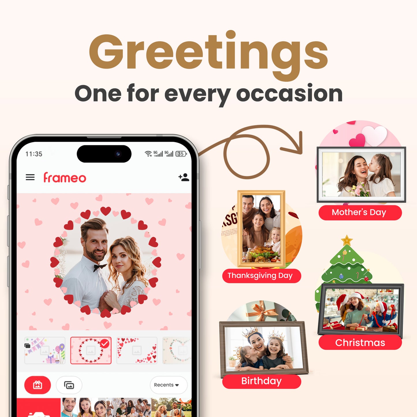 TEMASH Frameo 15.6 Inch WiFi Digital Picture Frame Gold Large Digital Photo Frame 32GB Storage 1920×1080 IPS FHD Touchscreen Auto Rotate Share Video Picture Instantly via App Gifts for Family