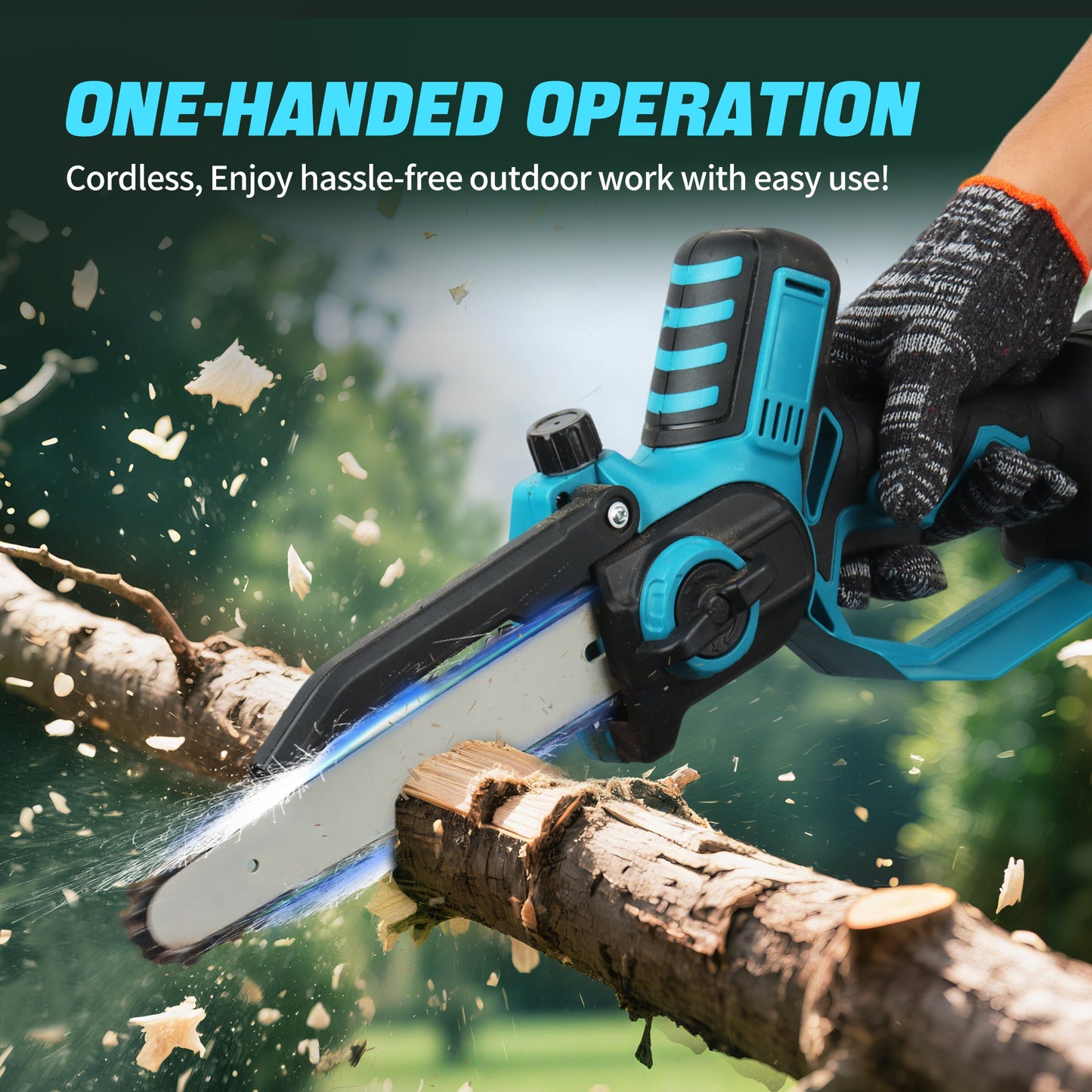 Mini Chainsaw Cordless 8 inch, 2*3000mAh Battery Portable Handheld Electric Chainsaw for Branch Tree Cutting Gardening Pruning, Auto Oiler, Upgraded Brushless Powered Chain Saw