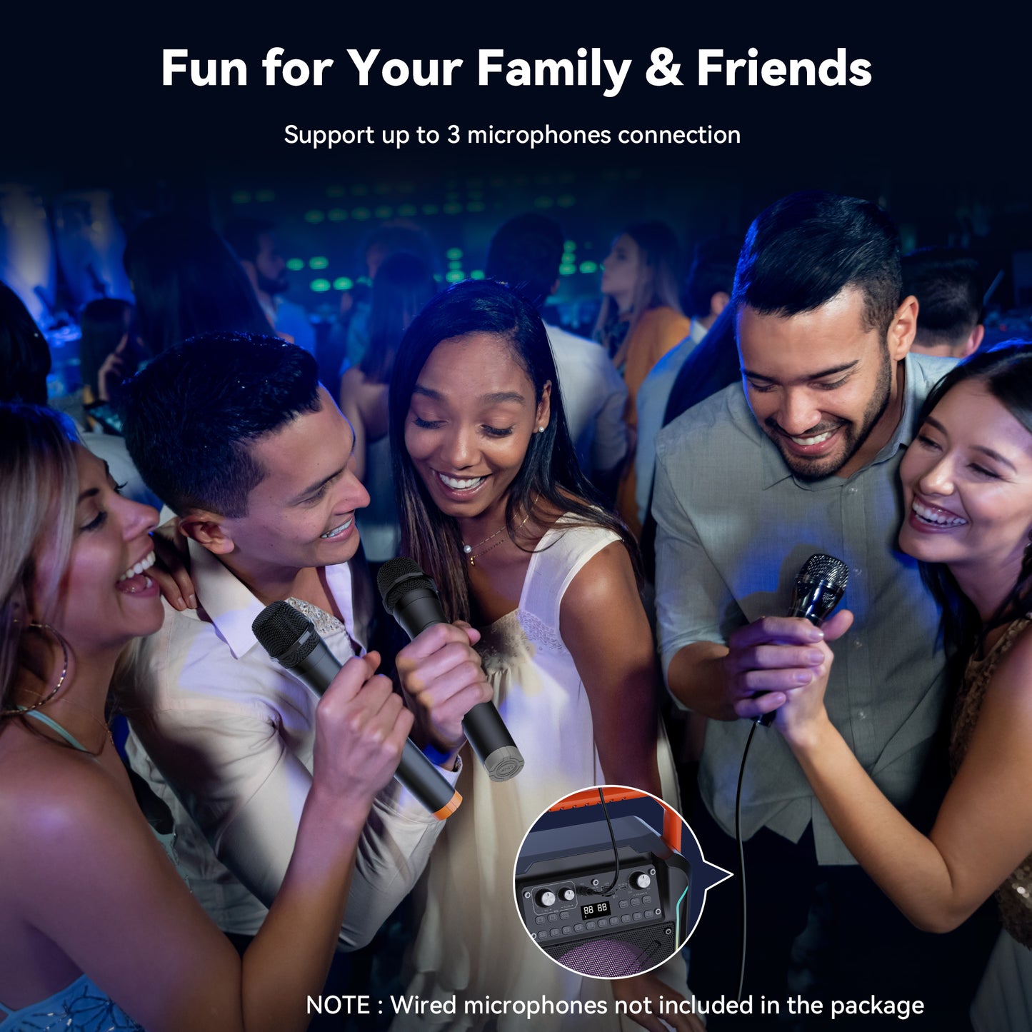 BIGASUO Bluetooth Karaoke Machine, Portable Party Speaker Karaoke Singing Machine for Adult , Home Karaoke PA System with 2 UHF Microphones , RGB Colorful Light, TWS Speaker for Indoor/Outdoor