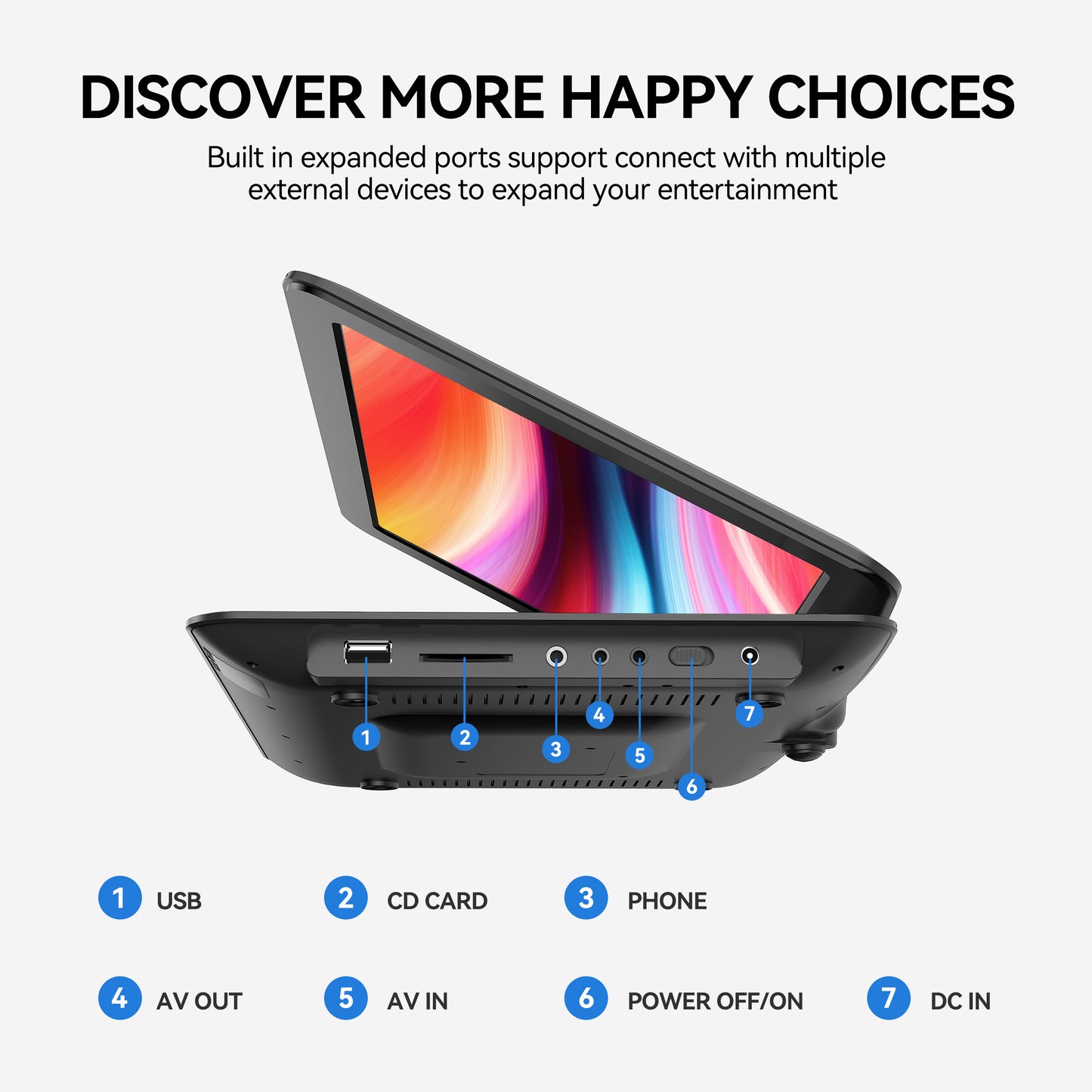 WONNIE 17.9 Portable DVD Player with 15.4" HD Swivel IPS Screen, Car DVD/CD Player for Kids, Headrest Big Video Player Built in Rechargeable Battery & Dual Speakers, Support USB/SD/ DVD/TV Sync