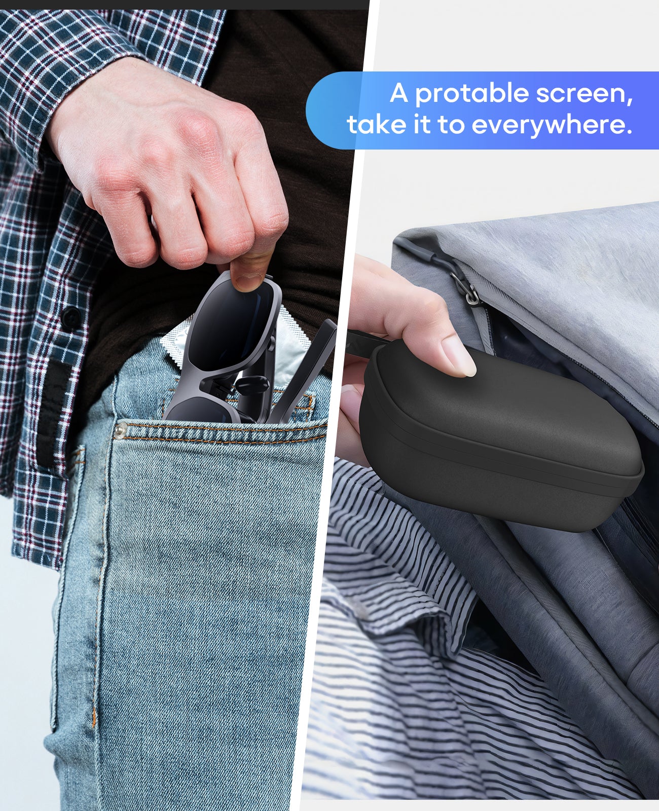 AR Glasses, Smart Glasses with Massive 201 Inch Micro OLED Virtual Theater, 1080P, 3D Movie, 50° FOV, 400 nits Brightness, Support Stream, Game and Work on PC/Android/iOS/Consoles/Cloud