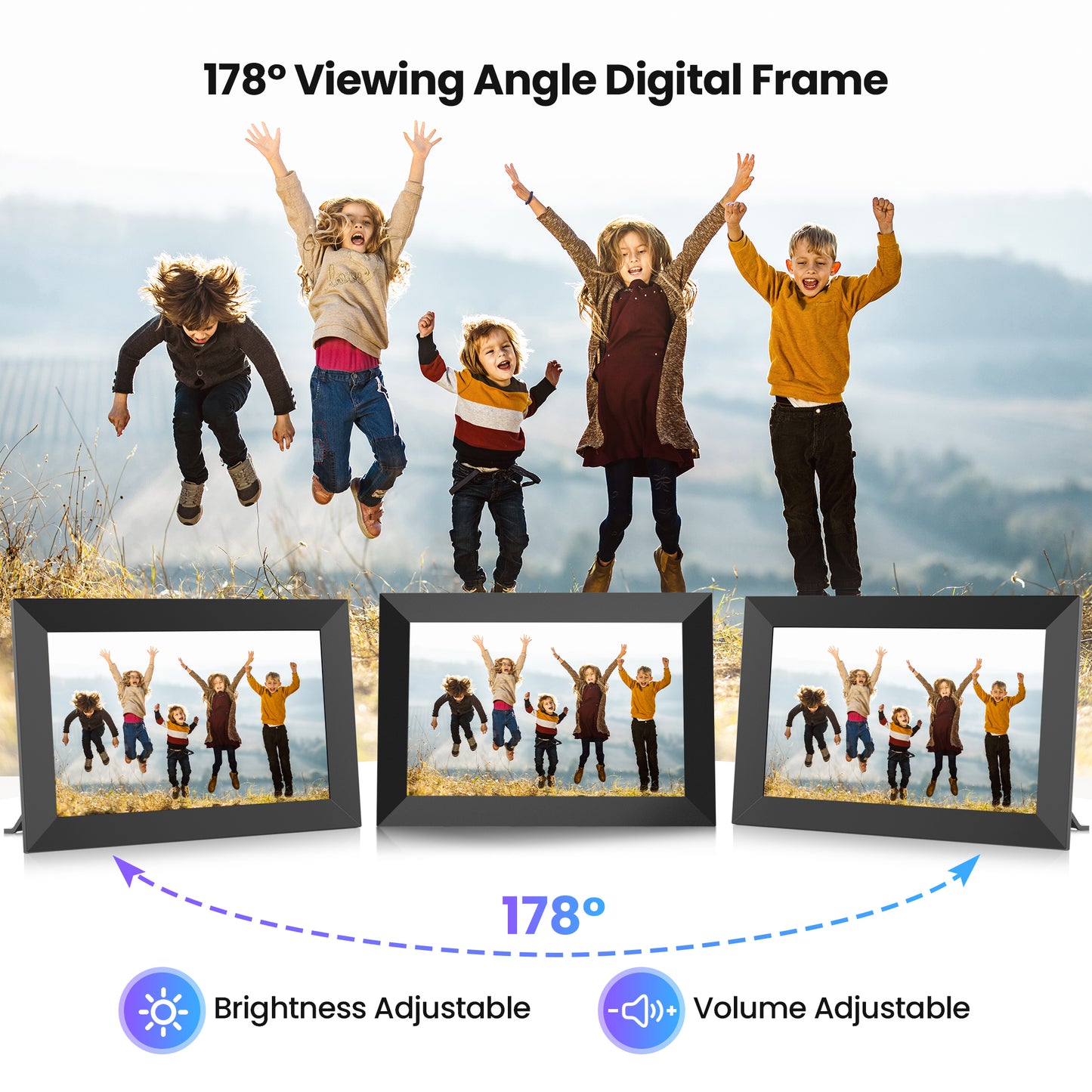 Ricilar 10.1 inch WiFi Digital Photo Frames 2 Pack, Digital Picture Frame with Send Wishes, Built in 32GB Storage, 1280*800 IPS Cloud Display, Auto-Rotate, Wall Mountable, Sincere Gift for Family!