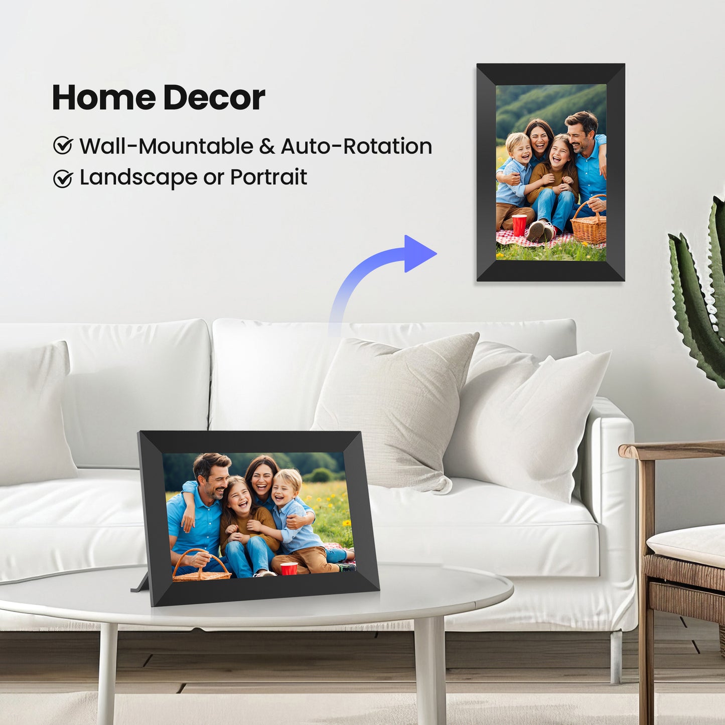 Ricilar 10.1 inch WiFi Digital Photo Frames 2 Pack, Digital Picture Frame with Send Wishes, Built in 32GB Storage, 1280*800 IPS Cloud Display, Auto-Rotate, Wall Mountable, Sincere Gift for Family!